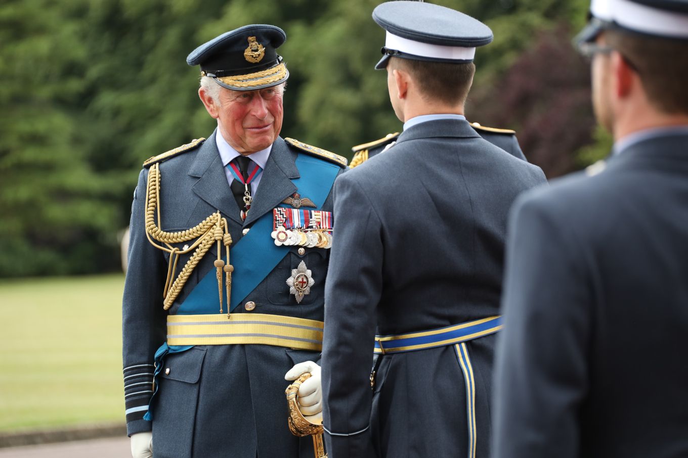 Image shows HRH, The Prince of Wales meeting Graduating Officers.