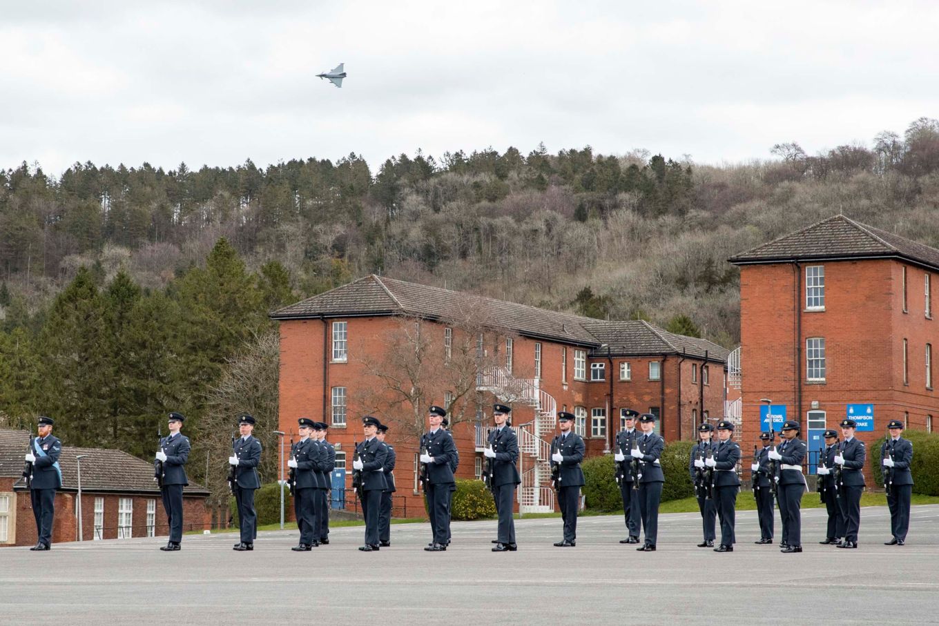 RAF Typhoon flyover the graduation parade