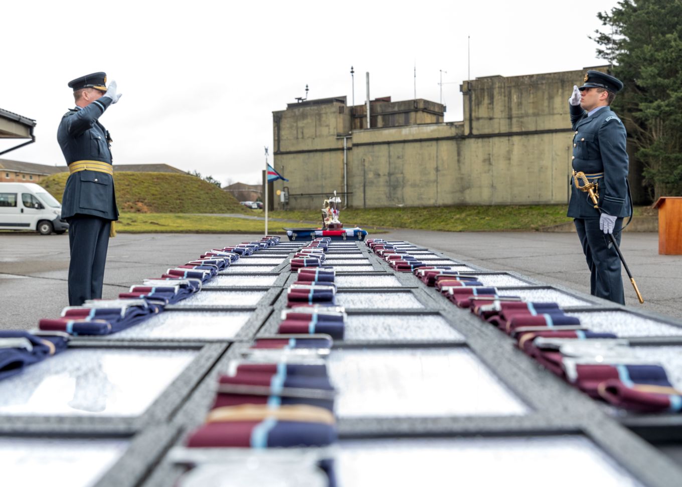 OC Salalah Flight salutes Reviewing Officer Air Commodore SM Miller