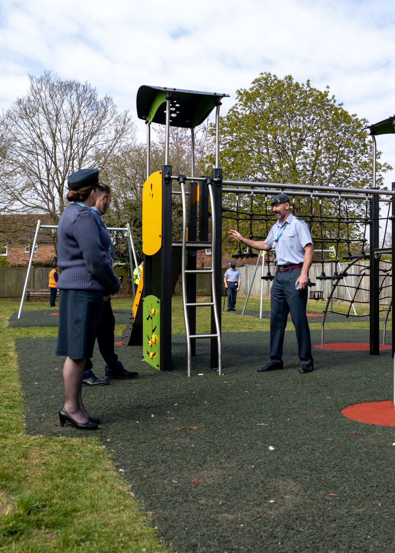 Station Commander checks out the new play equipment