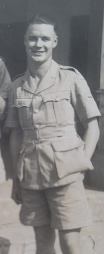 Image shows a black and white portrait photo of Captain Stewart's grandfather when he was younger.