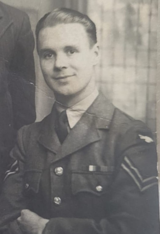Image shows a black and white portrait photo of Captain Stewart's grandfather when he was younger.