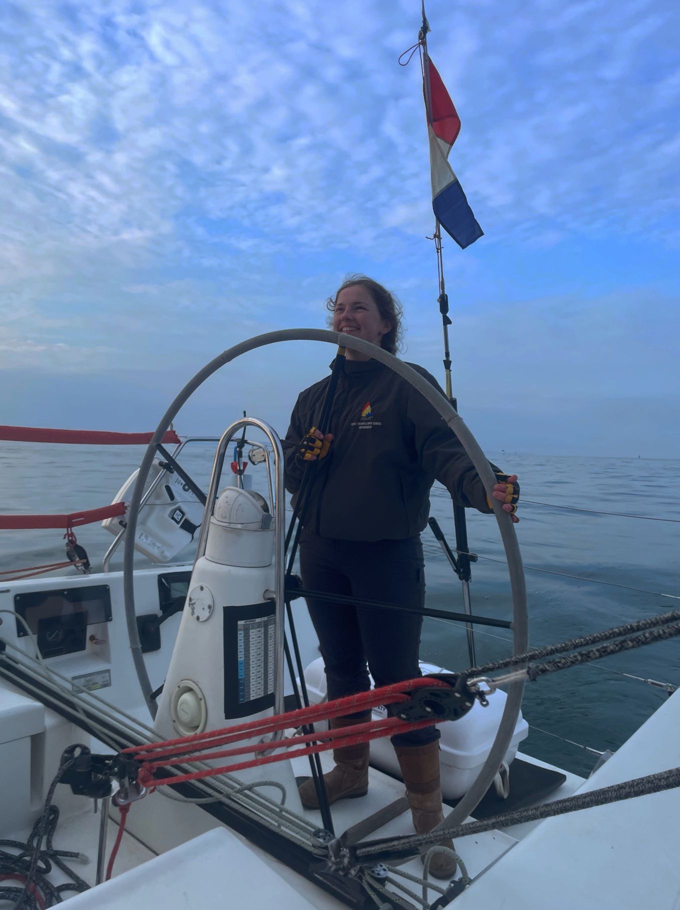Flight Lieutenant Danielle Rowe in June 2021 aboard the RAF Sailing Association racing yacht ‘Red Arrow’
