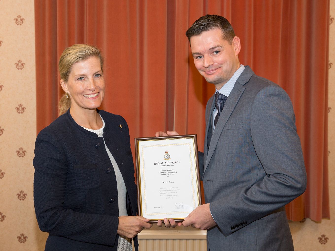 Darren Allen-Exton in 2015 receiving a special commendation from HRH Countess of Wessex