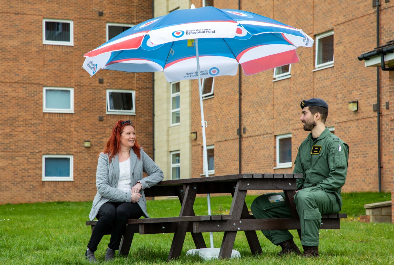 Personnel from RAF Wittering enjoying a place to sit outdoors