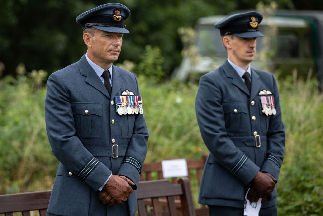 From left to right: Squadron Leader Rich Kellett and Flight Lieutenant Ed Berwick of No 115 Squadron, RAF Wittering