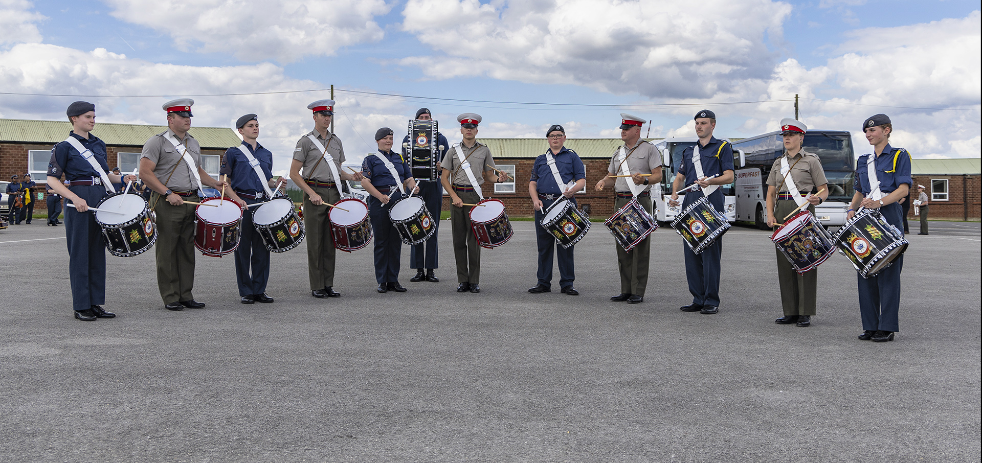 RAF Air Cadets musicians with RM Band members