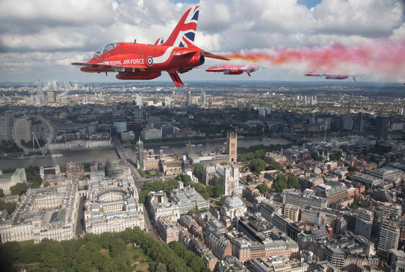 London was the venue for the second flypast of the day. Image by Corporal Adam Fletcher.