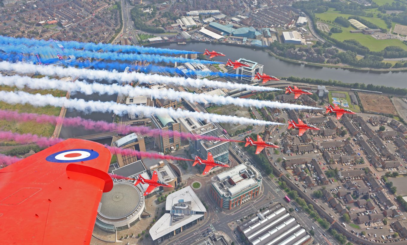 The Red Arrows over Belfast.
