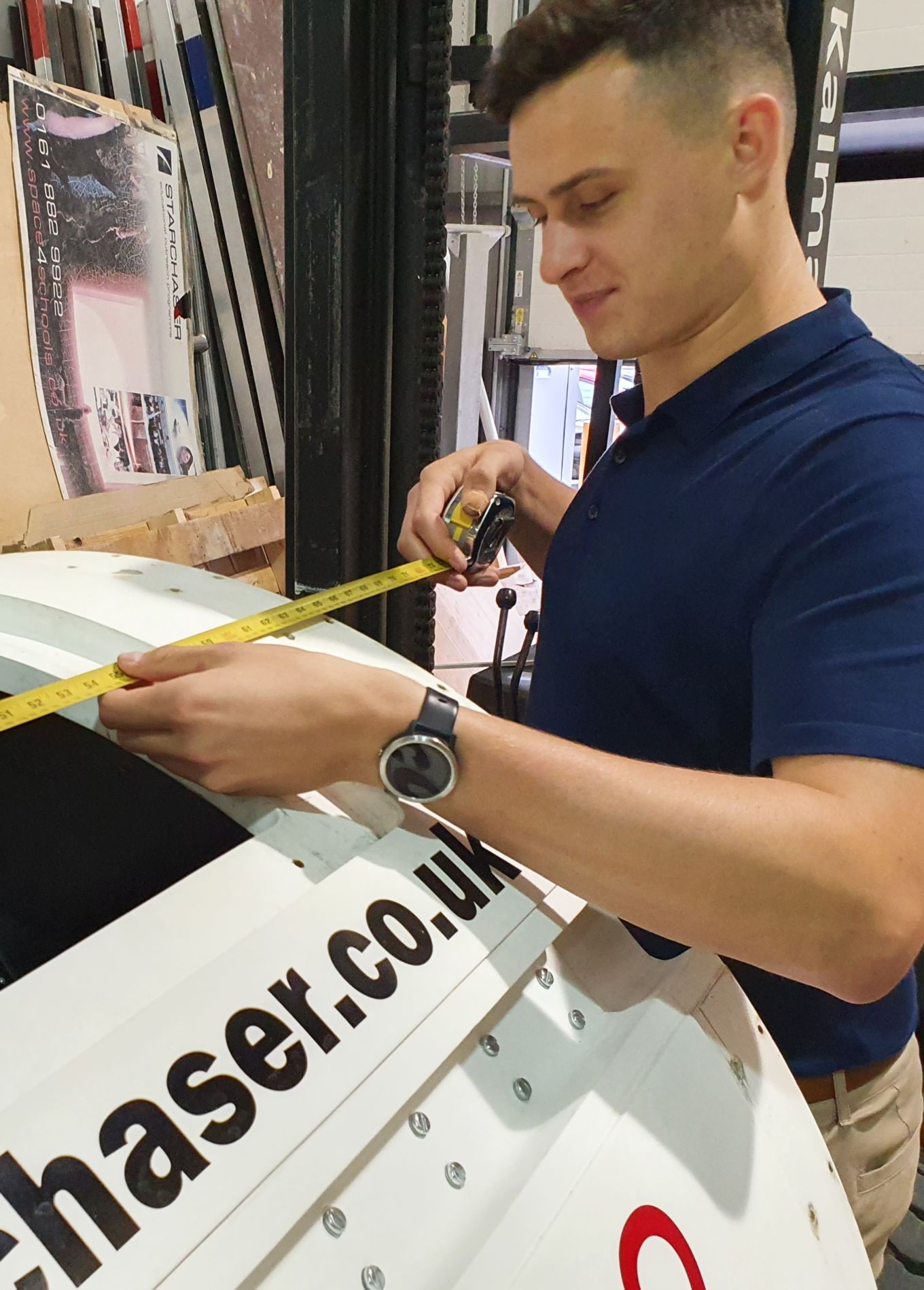 SAC(T) Luke Marston at work on the Nova 2 rocket capsule
