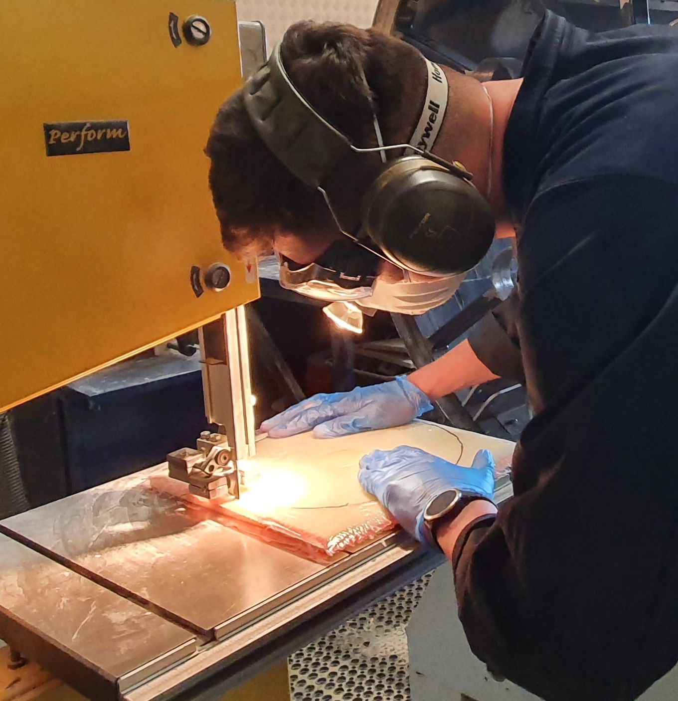 SAC(T) Luke Marston at work on the Nova 2 rocket capsule