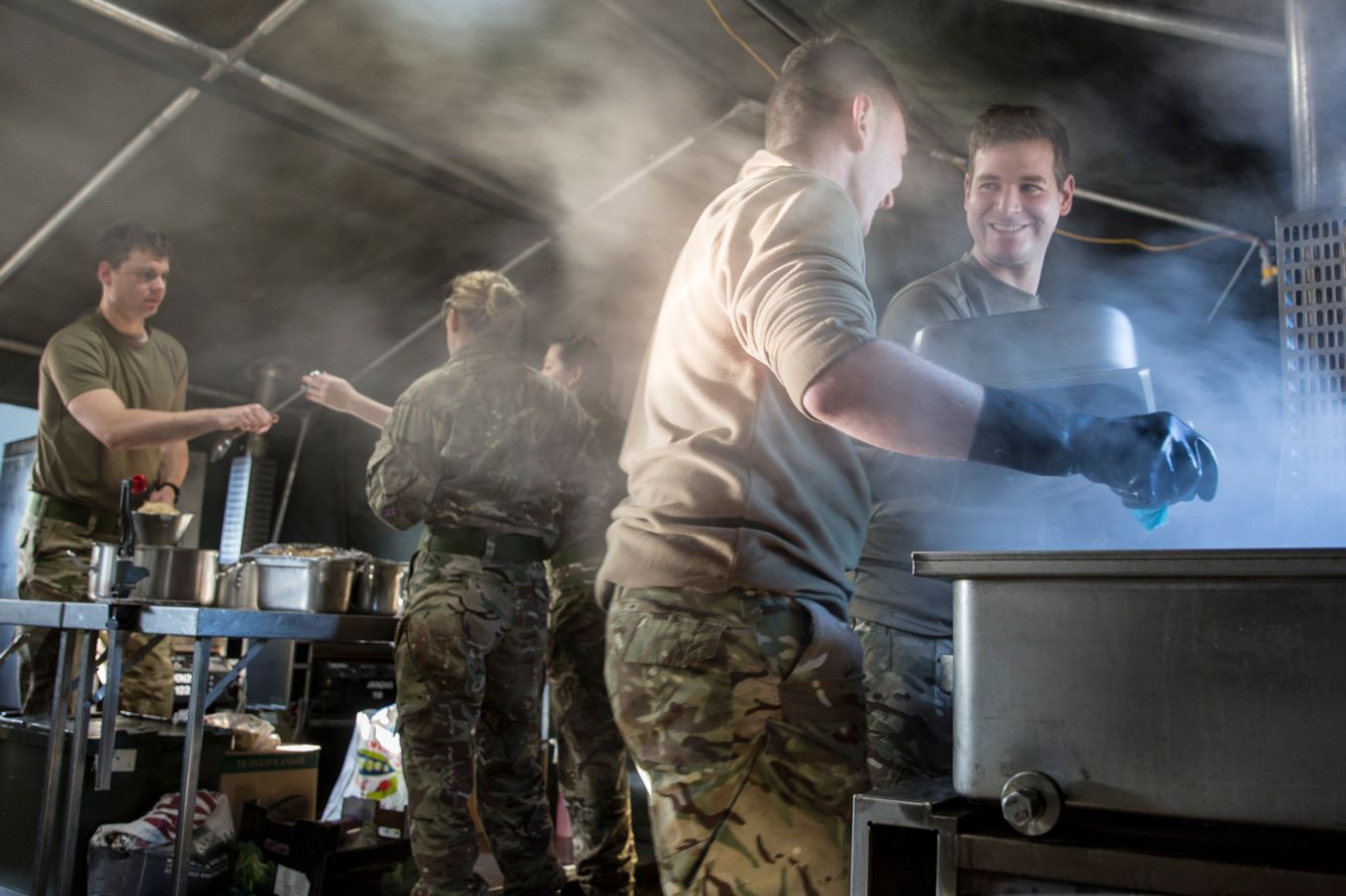 The deployed skills course, run by Sgt Harland, where trainee RAF Chefs are taught to work in a field kitchen