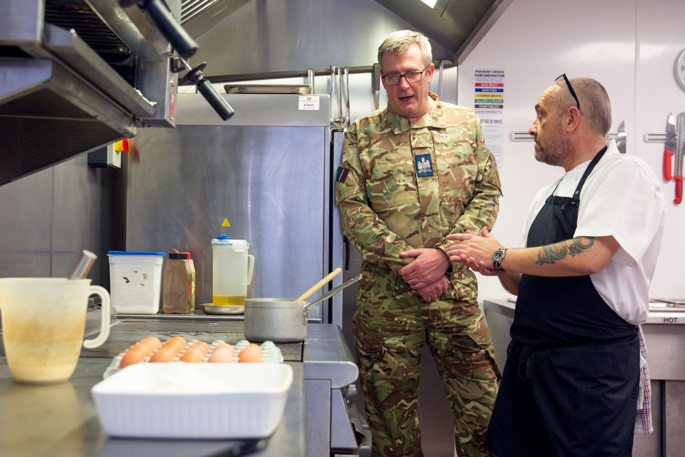 Warrant Officer Daz Rose from No 3 Mobile Catering Squadron with resident Tallington Lodge Chef (and former RAF Chef) Ivan Peplow