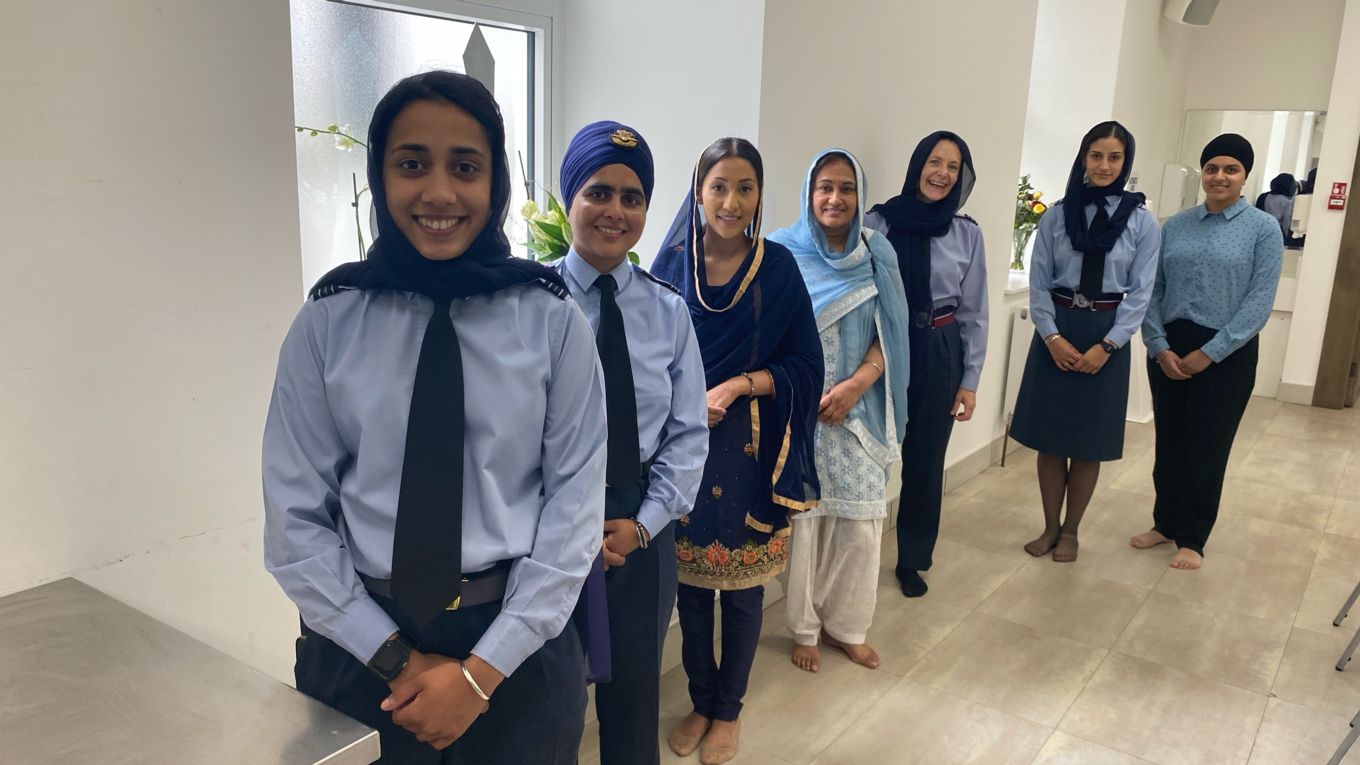 Members of the Sikh community in the temple. 