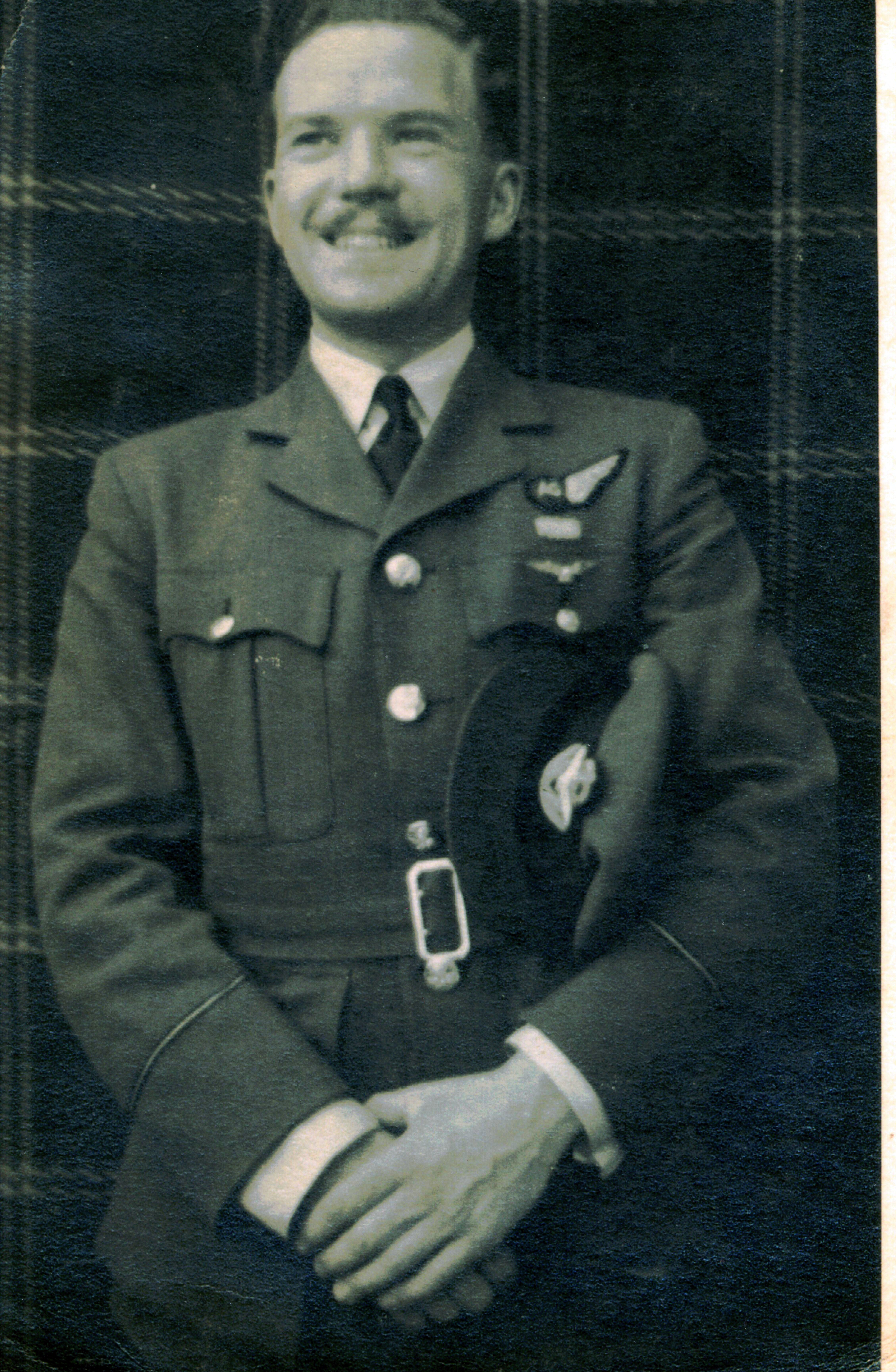 Black and white portrait photo of Pilot Officer Sprack
