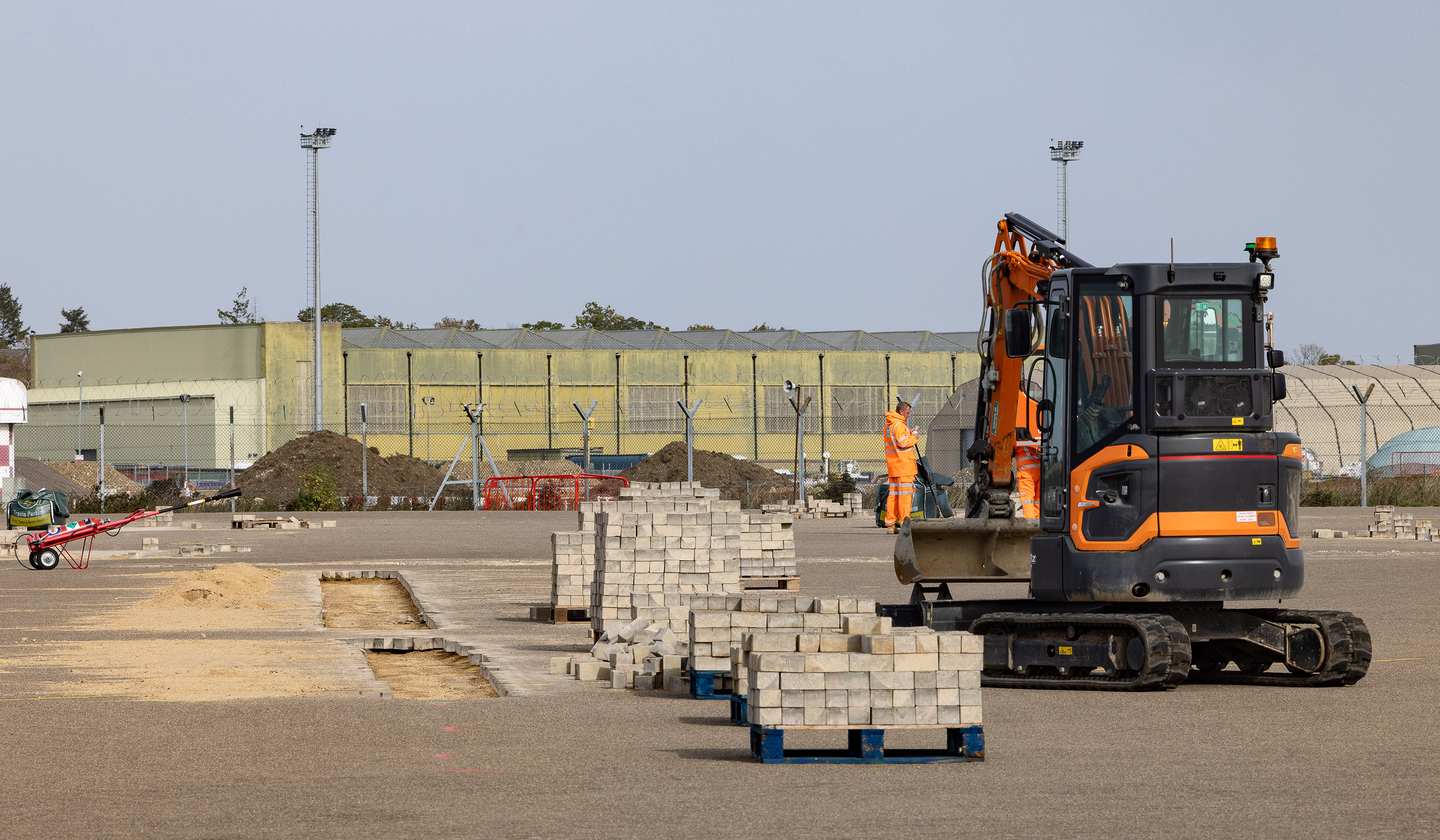 Construction work being undertaken at the runway at RAF Brize Norton.