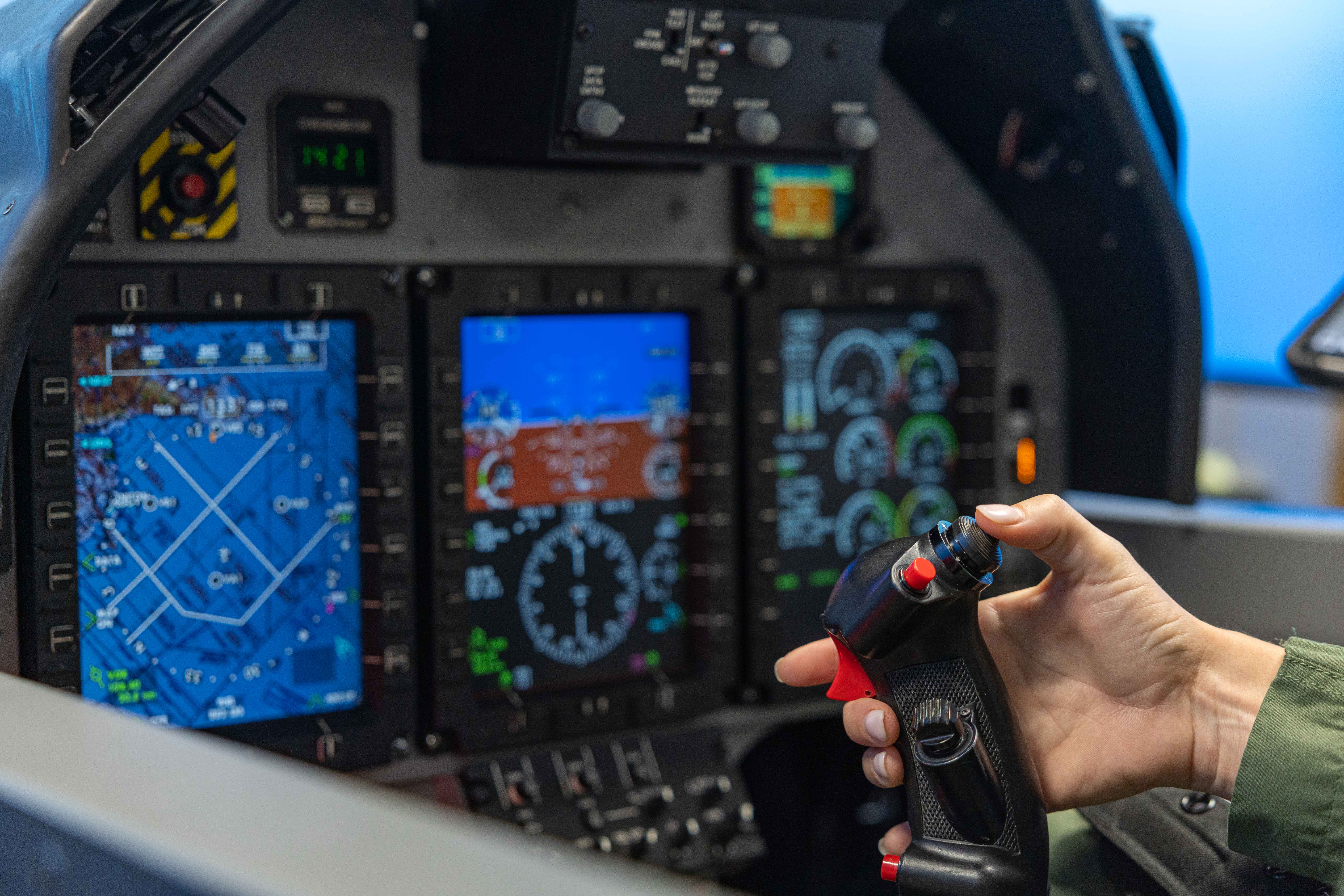 A picture of the new mixed reality technology being operated by a member of the RAF.