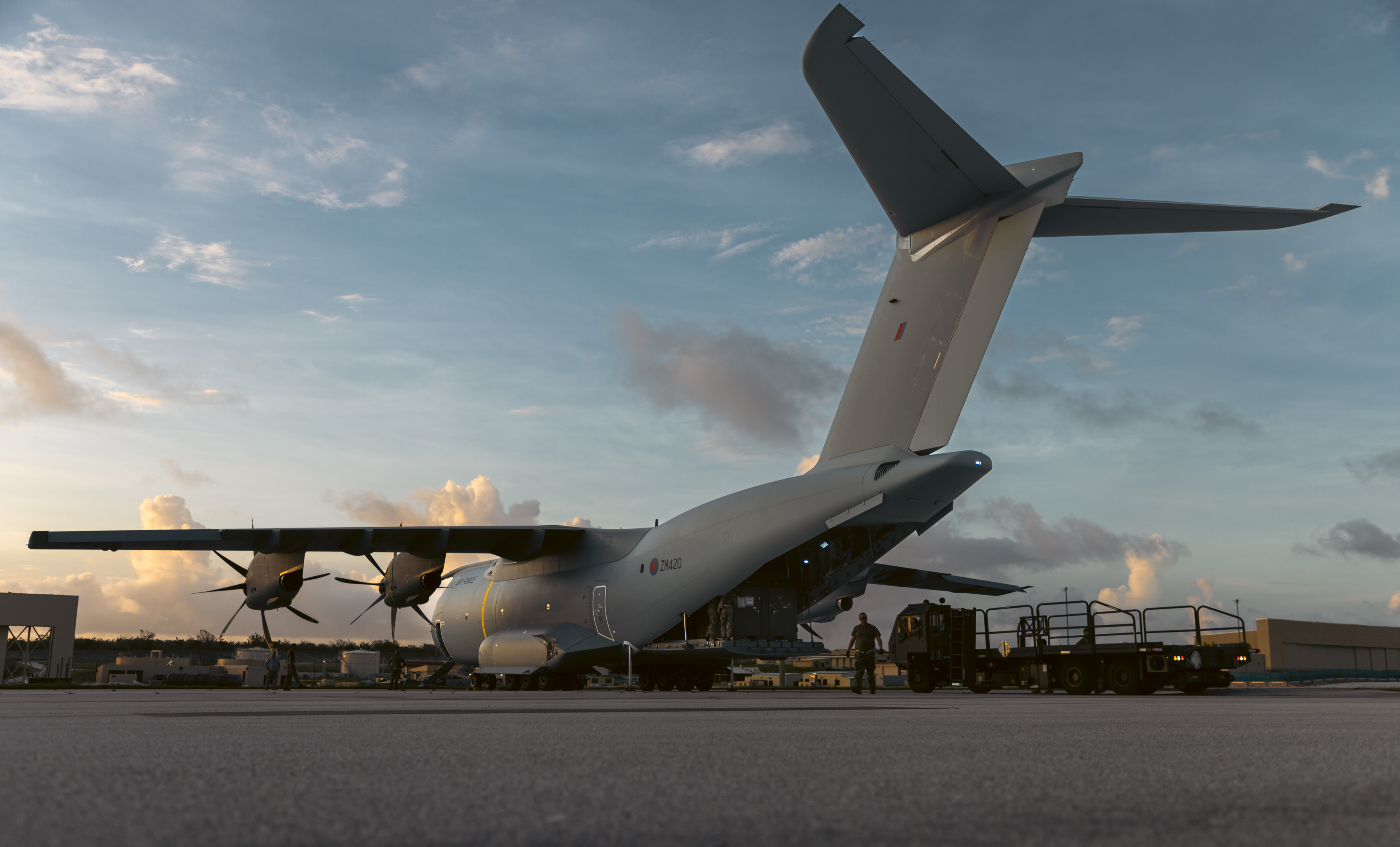 A400M being loaded with pallets