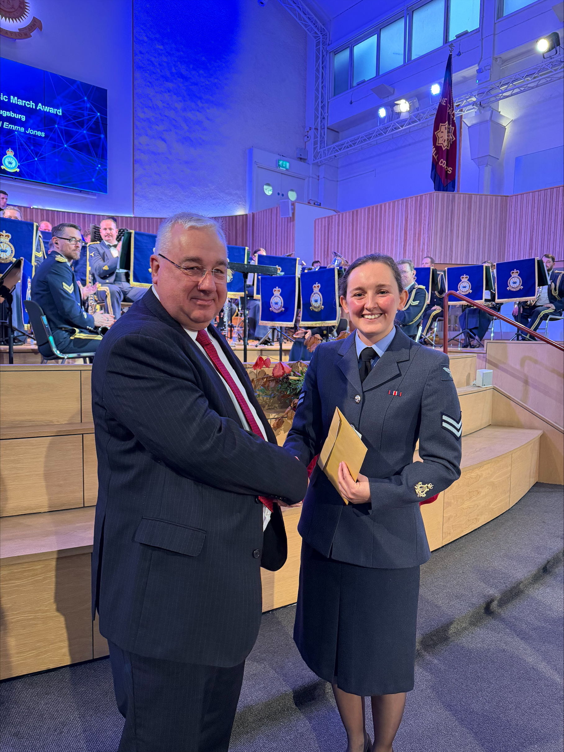 Cpl Jones receiving the Studio Music March Competition Award.