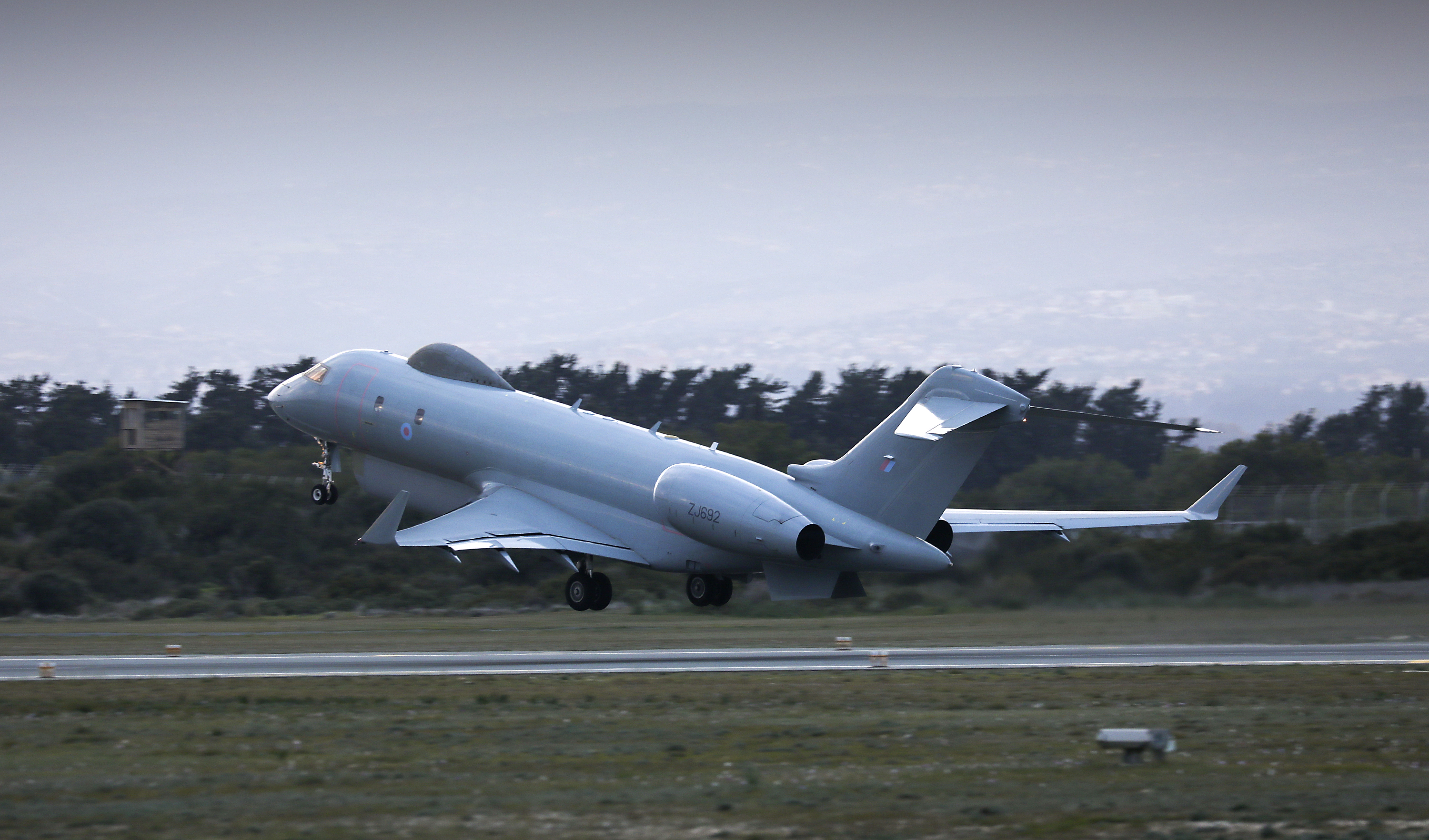 An RAF Sentinel R1 aircraft taking off during Operation Shader.
