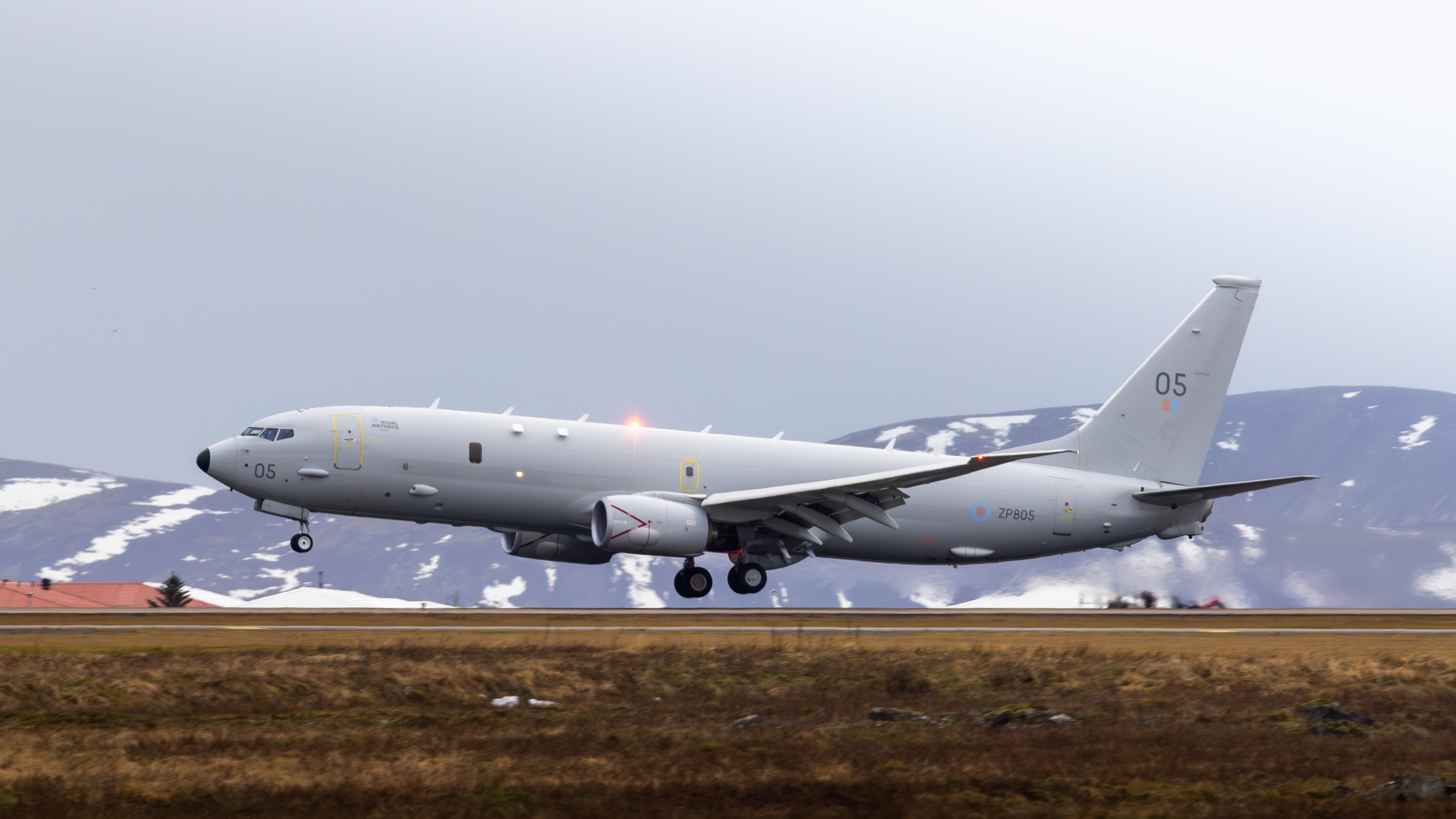 A P-8A Poseidon taking off from RAF Lossiemouth.