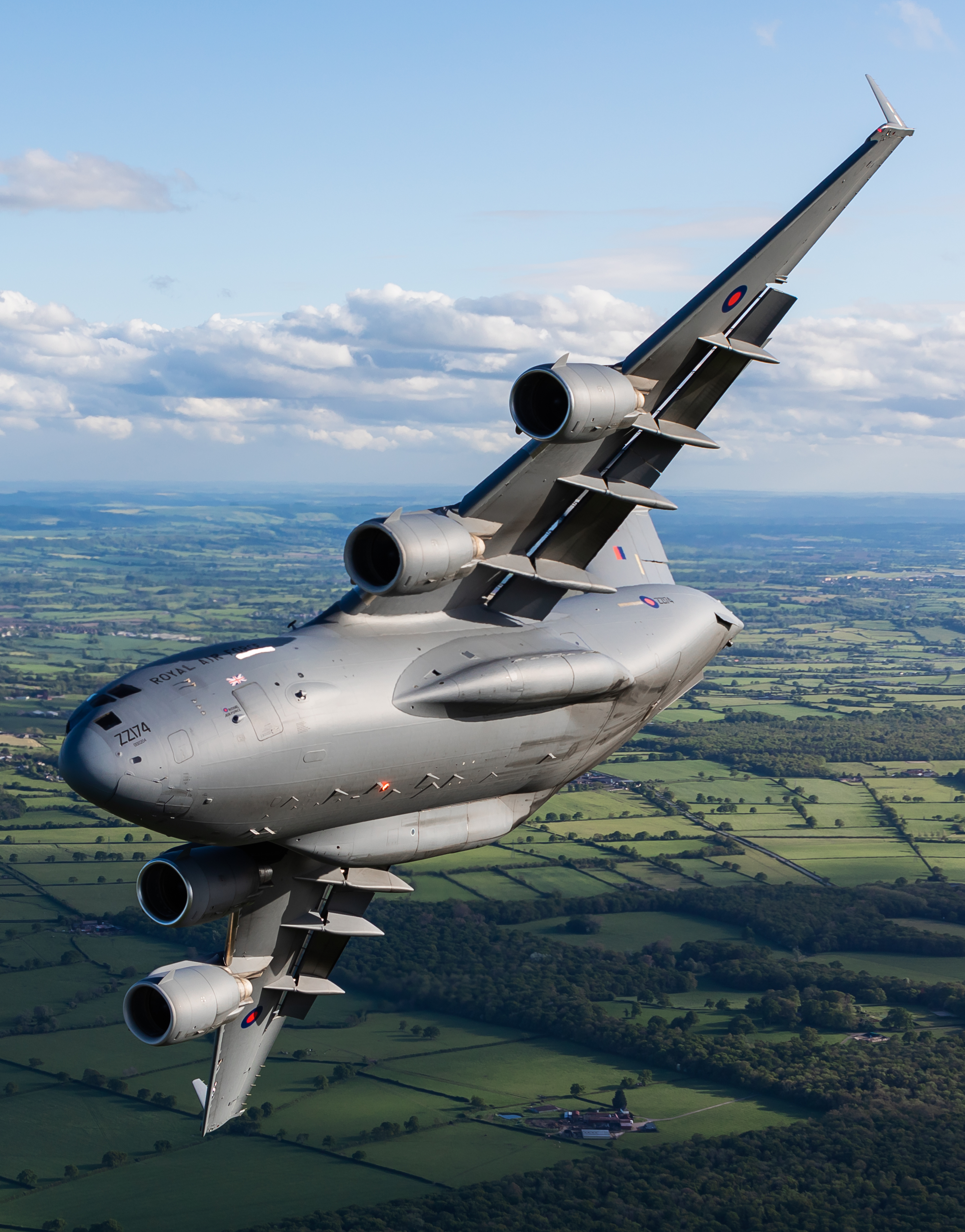 C17 banking over the countryside