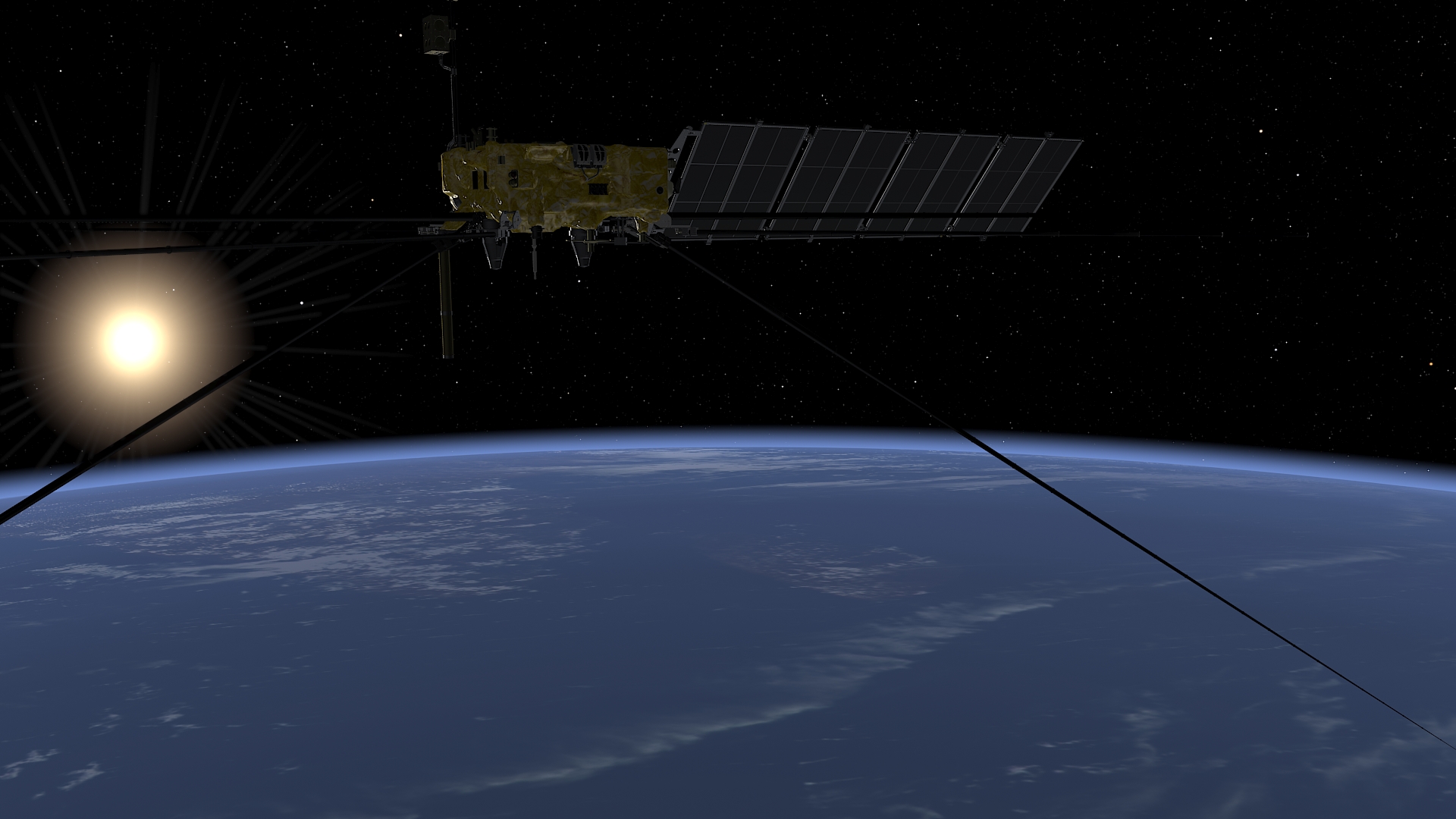 A depiction of the Ionosfera-M satellite in orbit. 