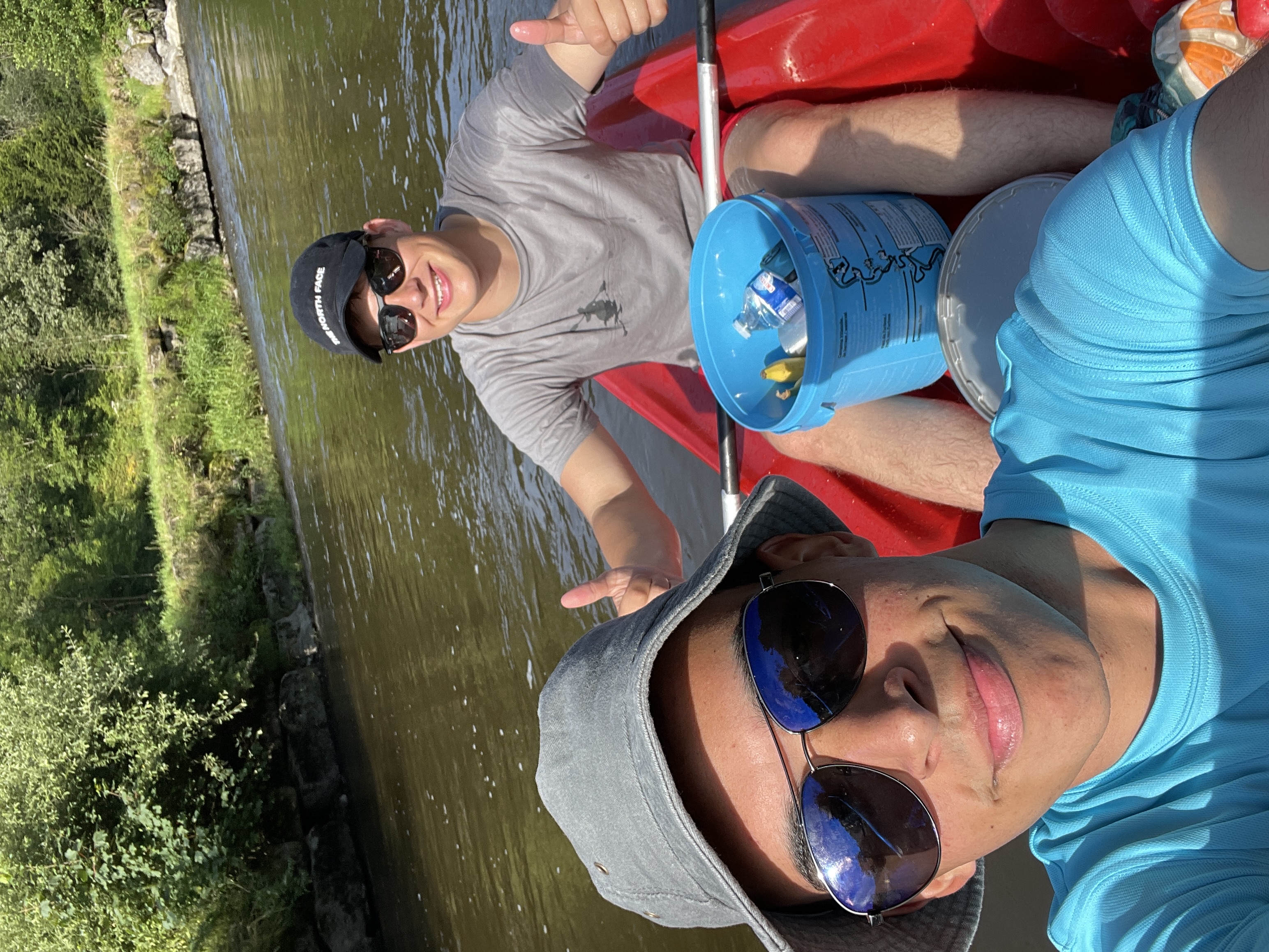 Cadets take a selfie while on the water in a kayak