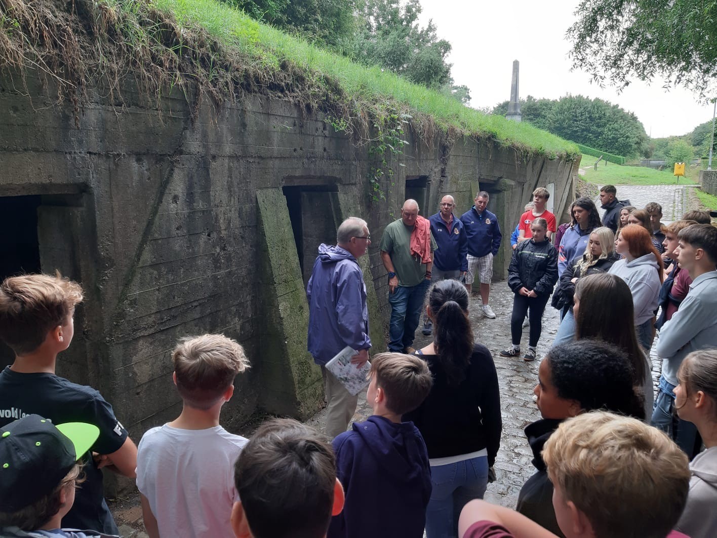 Cadets listen to a guide at the John McCrae Dressing Station