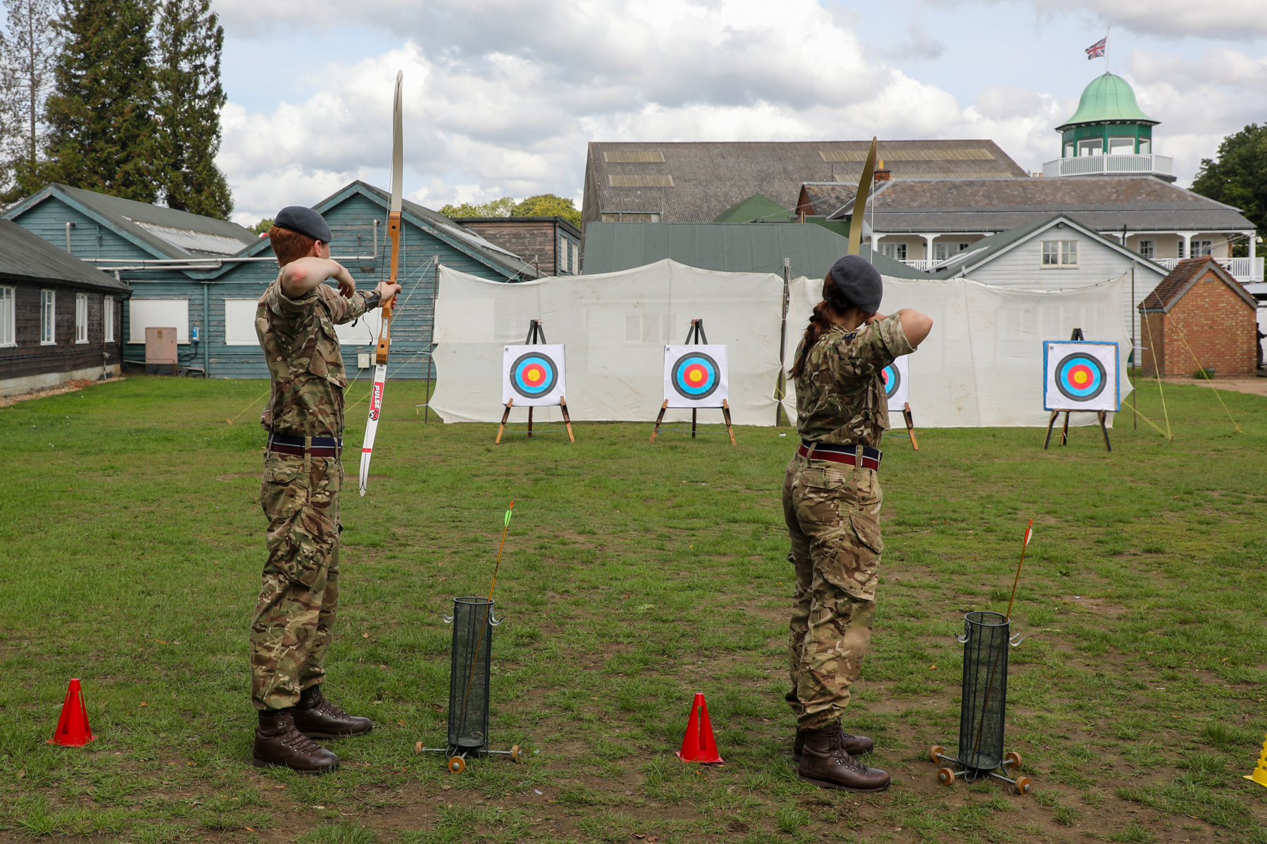 Cadets competing in the archery competition