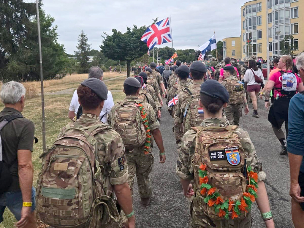 marching on route