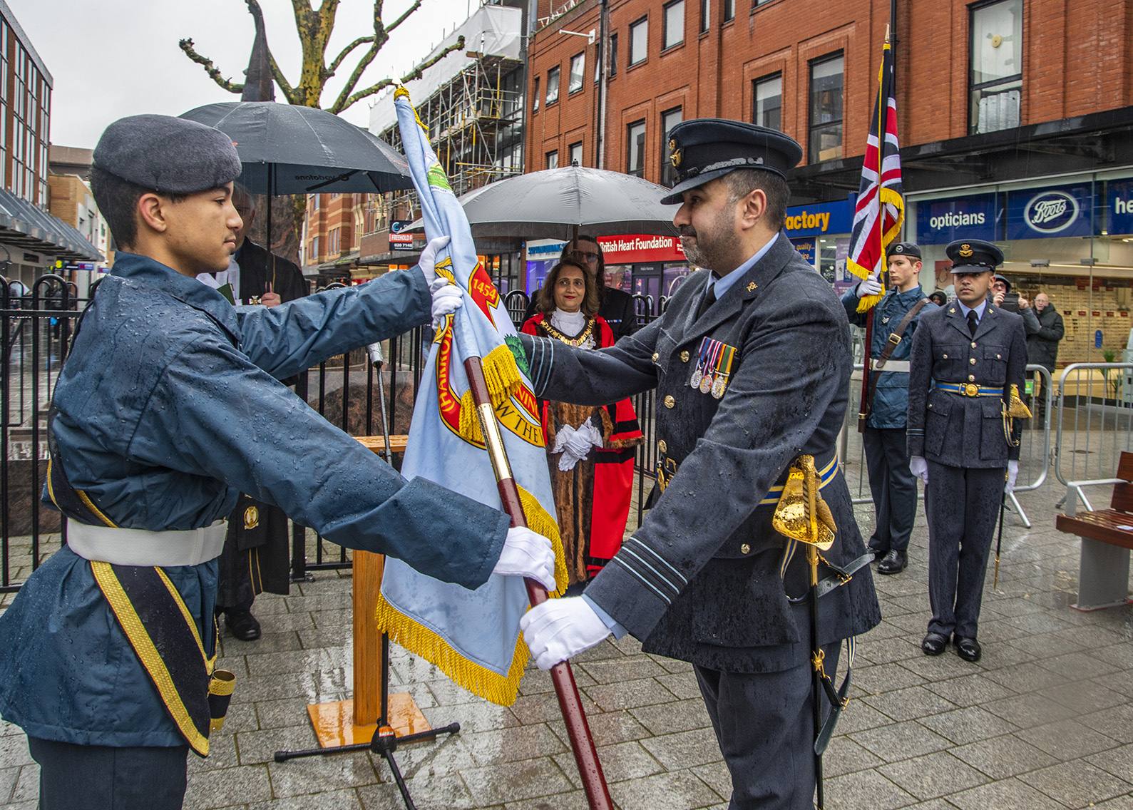 Sqn banner being presented