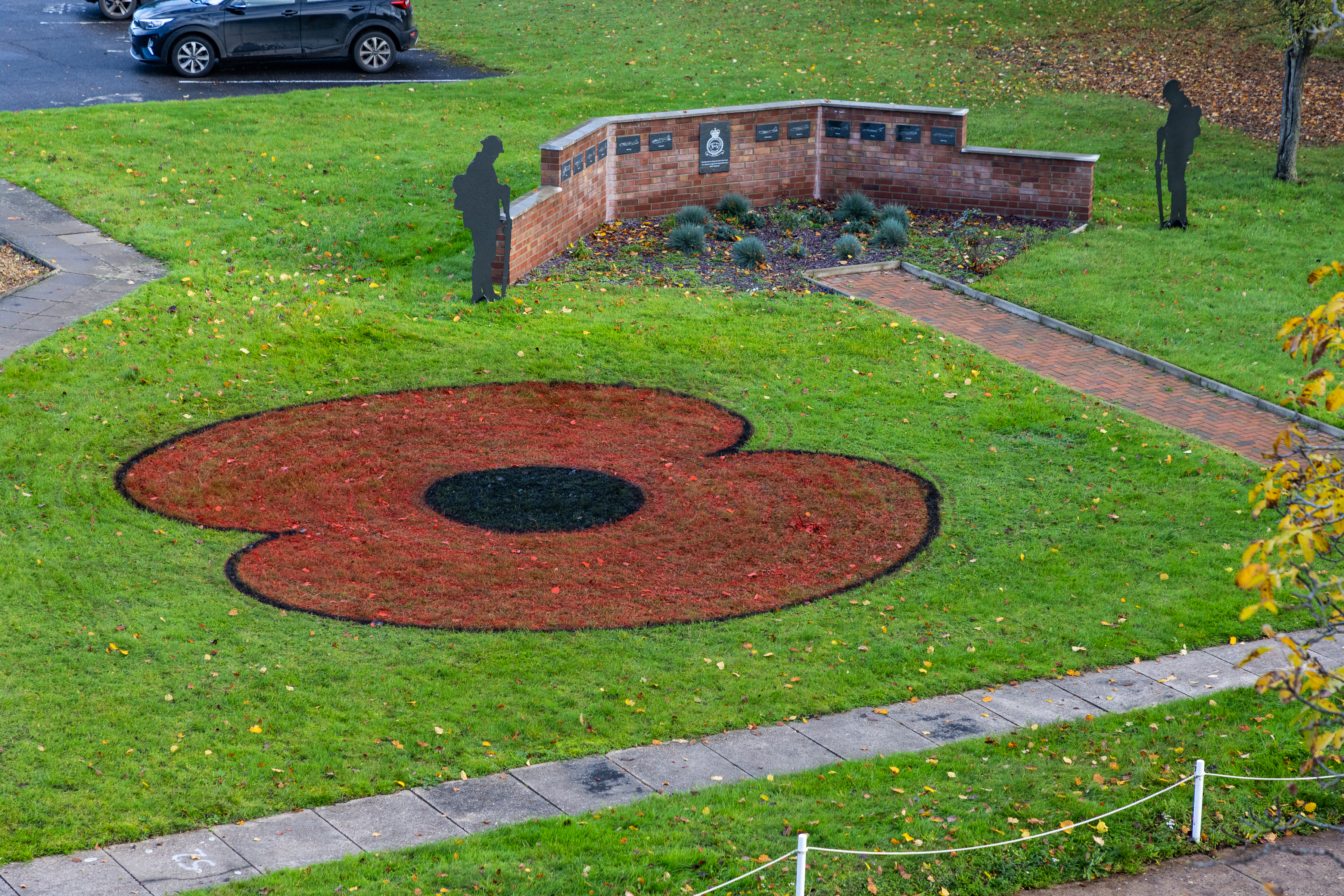 Poppy painted of the grass in front of SHQ