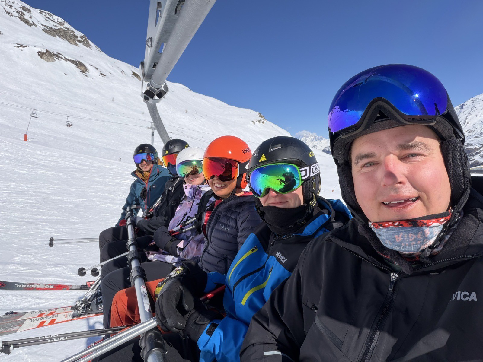 Personnel on a chair lift