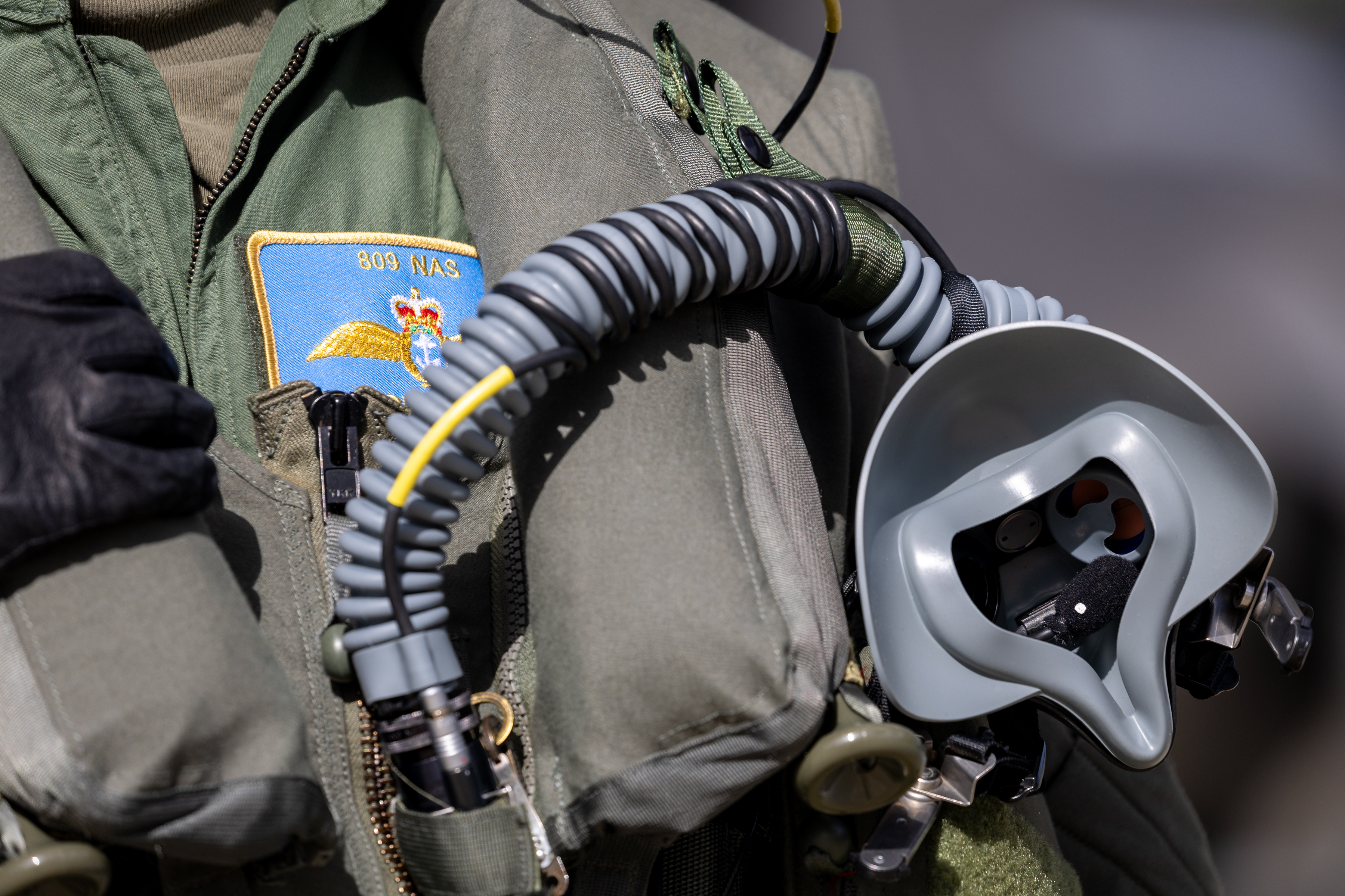 Close up view of 809 Sqn pilot crest and mouth piece