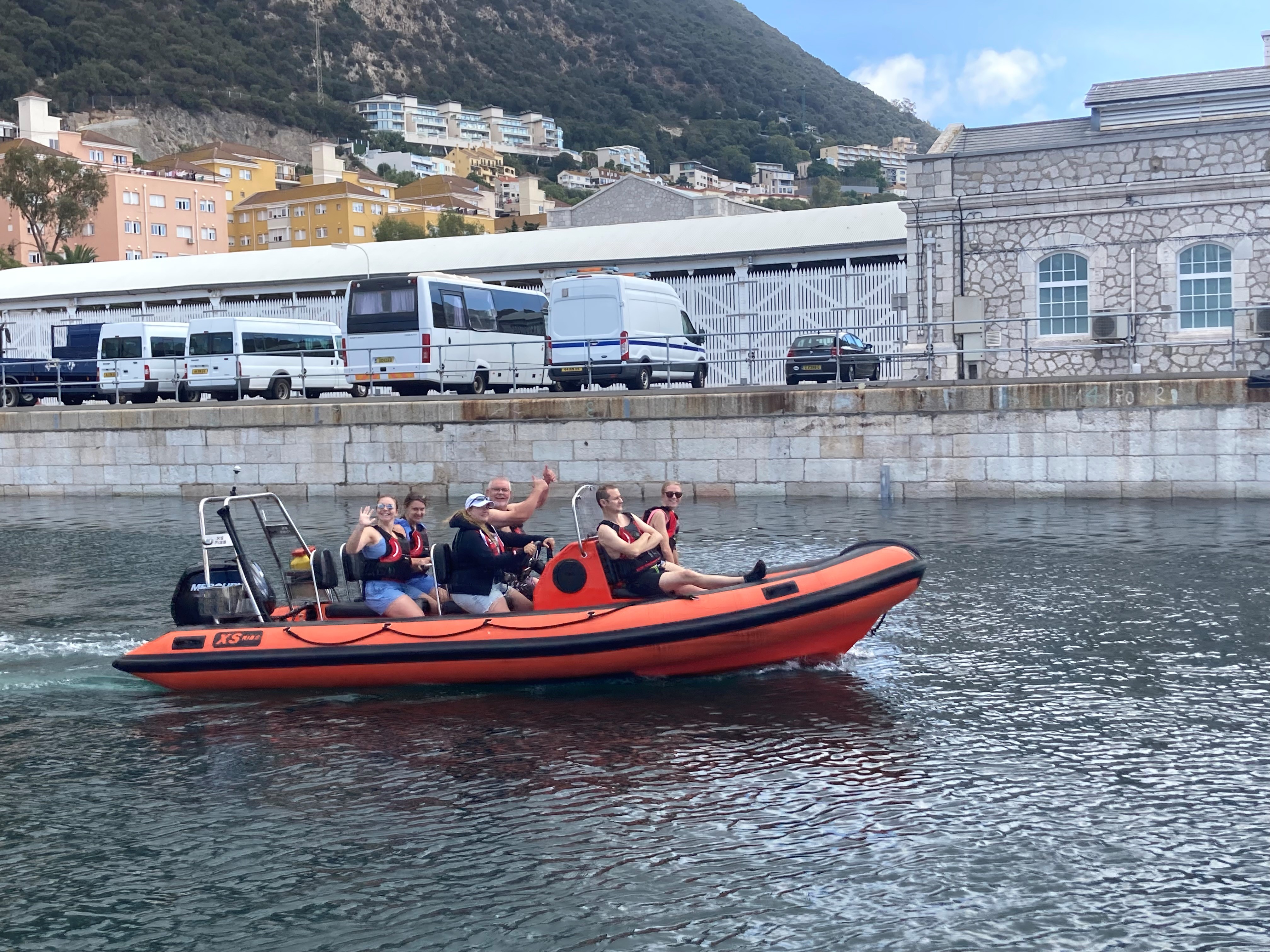 Members of the Band of the RAF Regiment enjoying a boat ride.