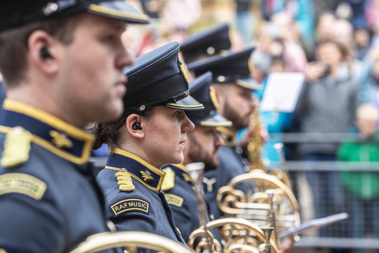 Corporal Baxter supporting the Central Band of the RAF at Windsor Castle Changing of the Guard.