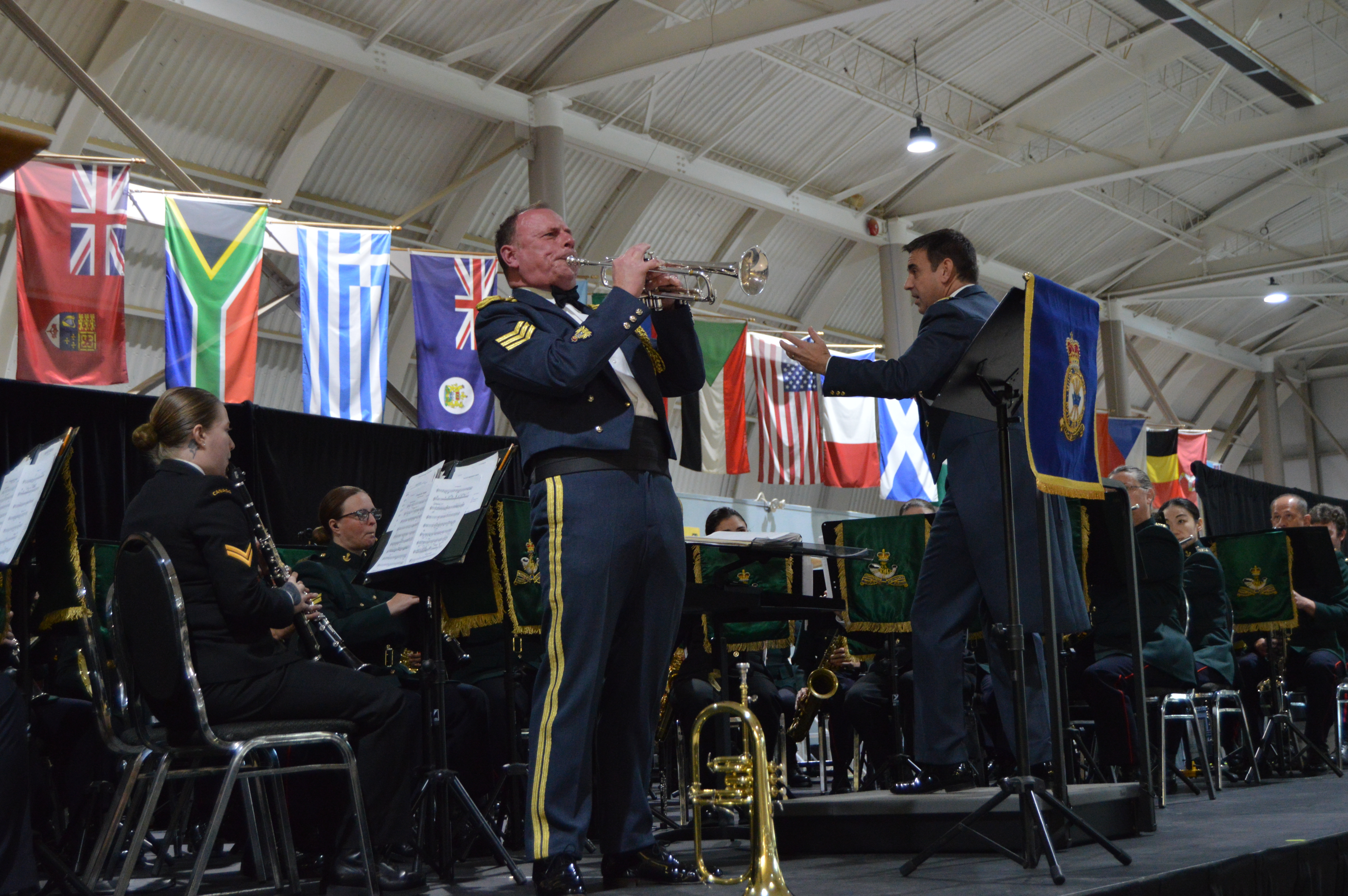 Squadron Leader I'Anson conducted as Sgt Godfrey performed the Harry James Trumpet Concerto.