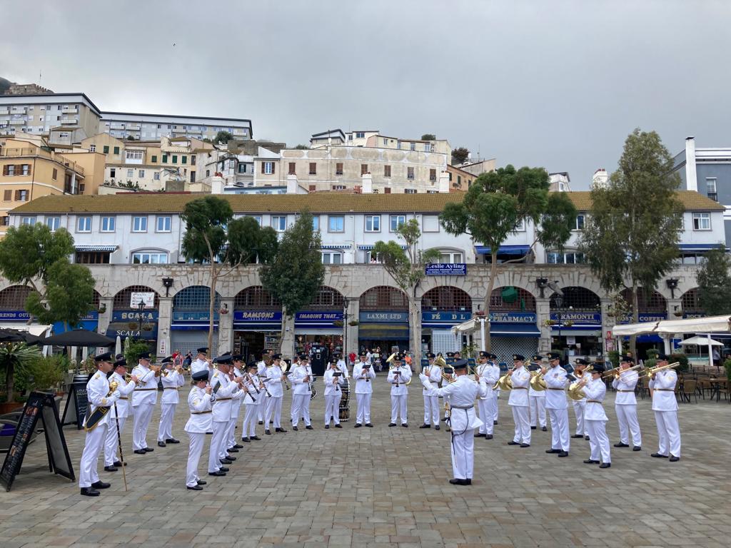 The Band of the RAF Regiment playing in Casemates Square.