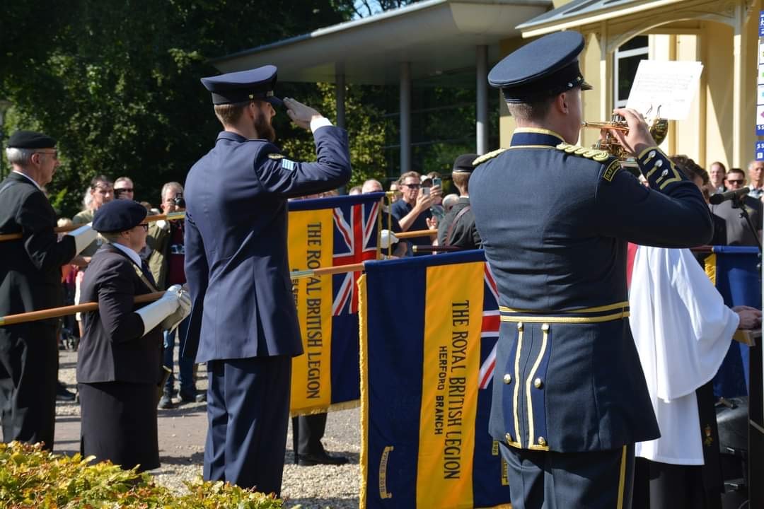 Air Specialist (Class 1) Kempster sounds the Last Post at the Airborne Museum, Oosterbeek.