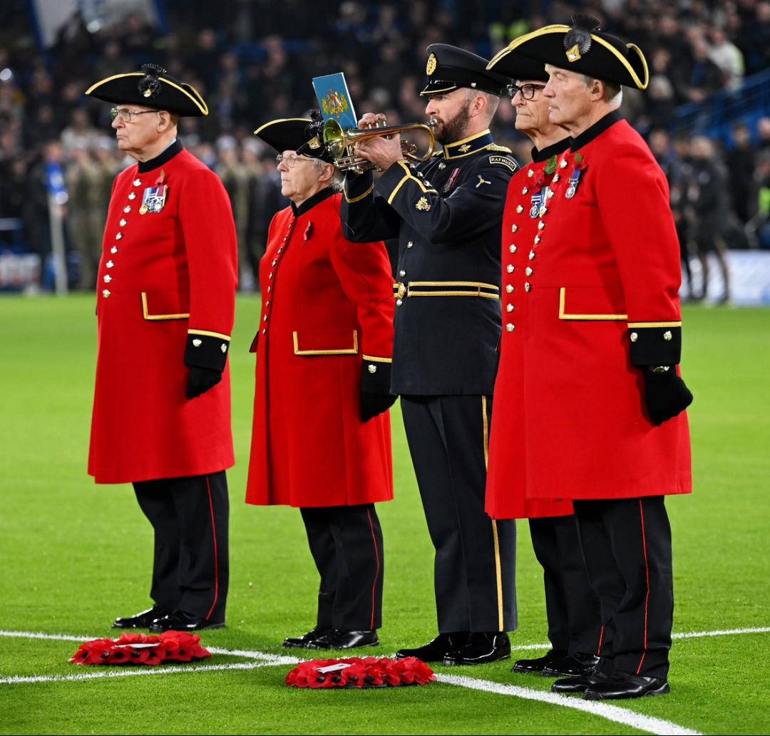 AS1 Thomas sounding the last post at Stamford Bridge Chelsea FC.