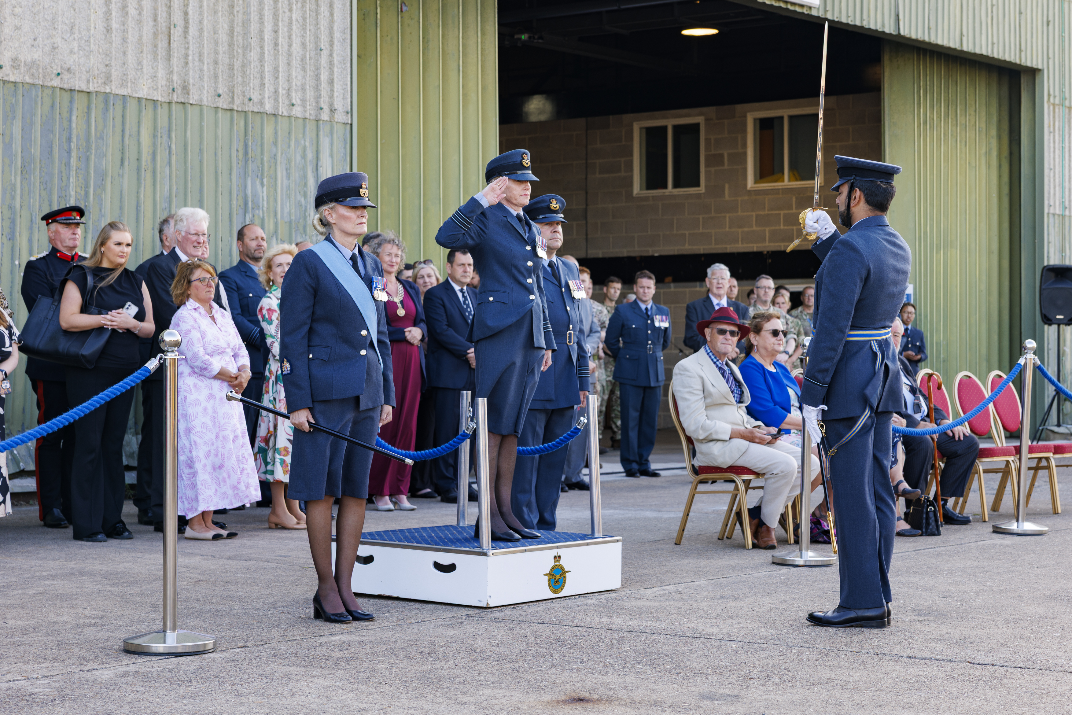 Station Commander Wing Commander Nikki Duncan takes the salute.