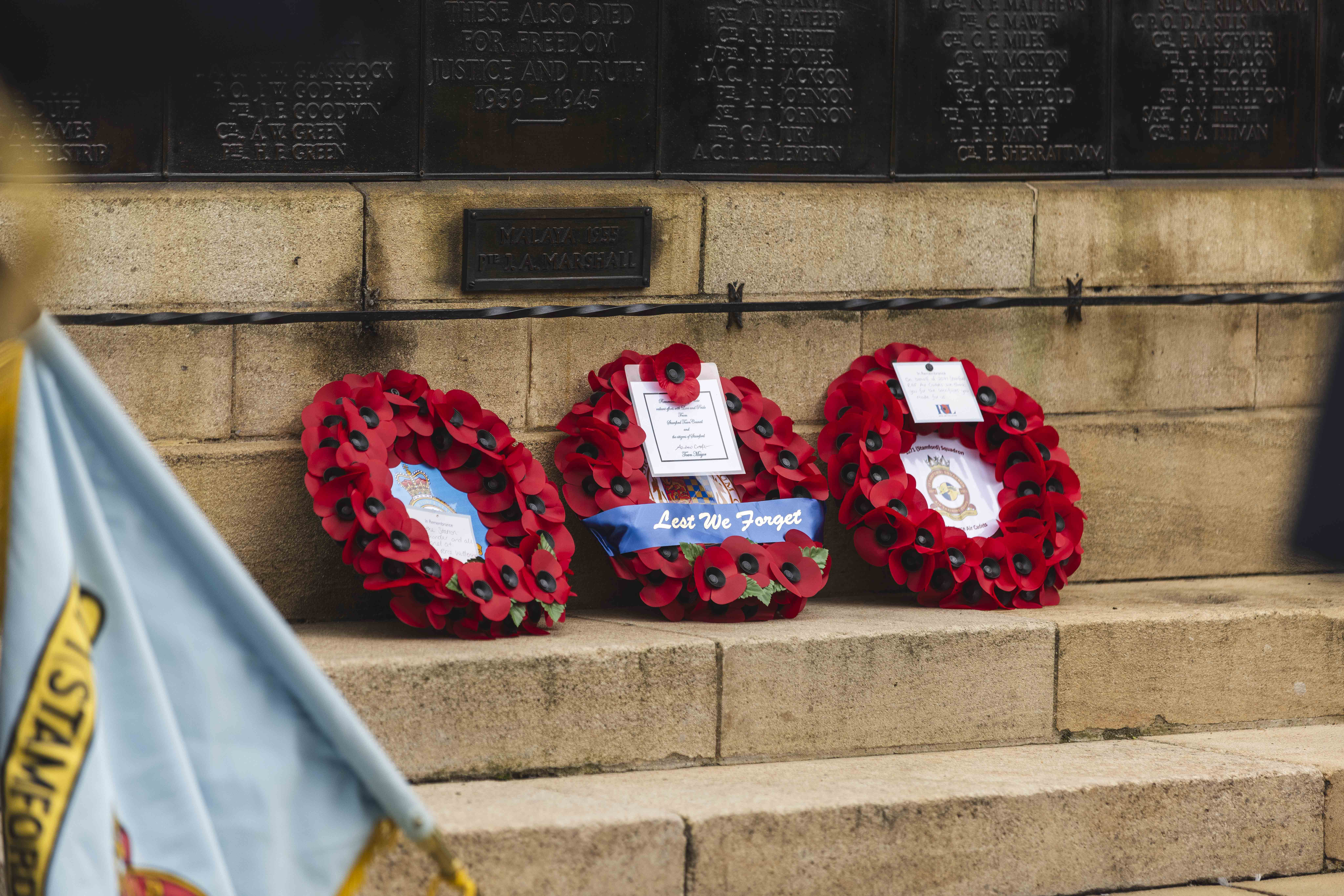 Wreaths were laid at the Stamford War Memorial