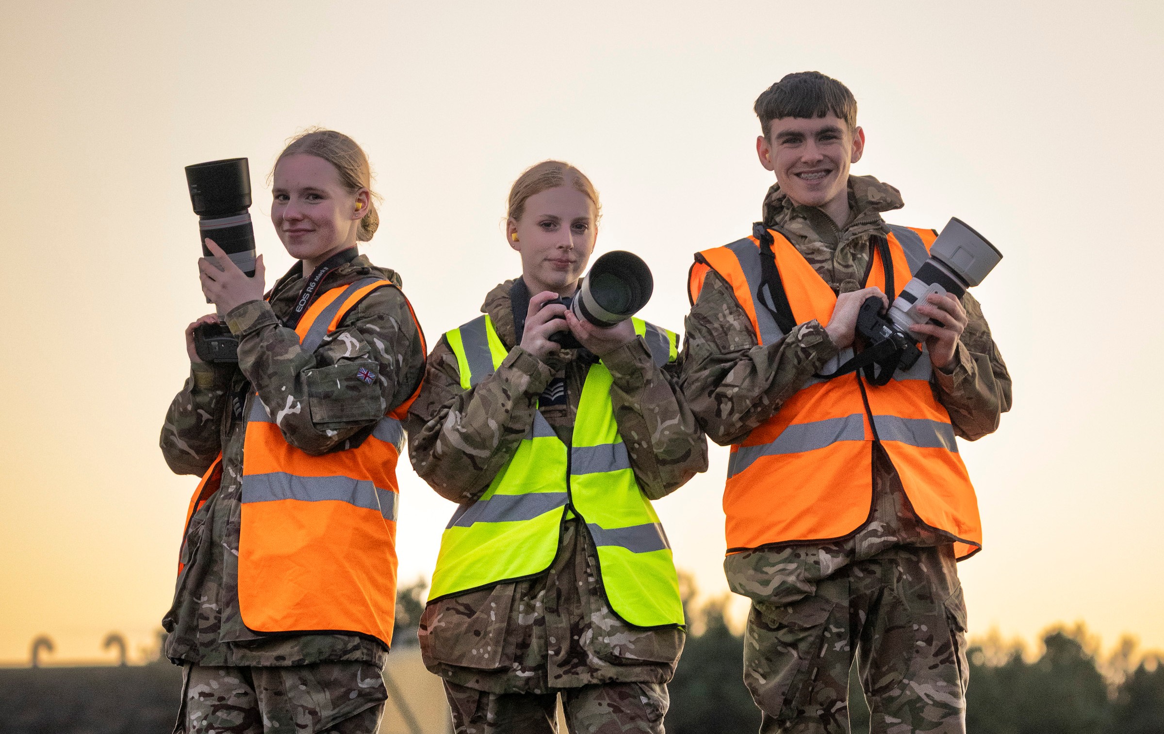 Group of cadets with cameras