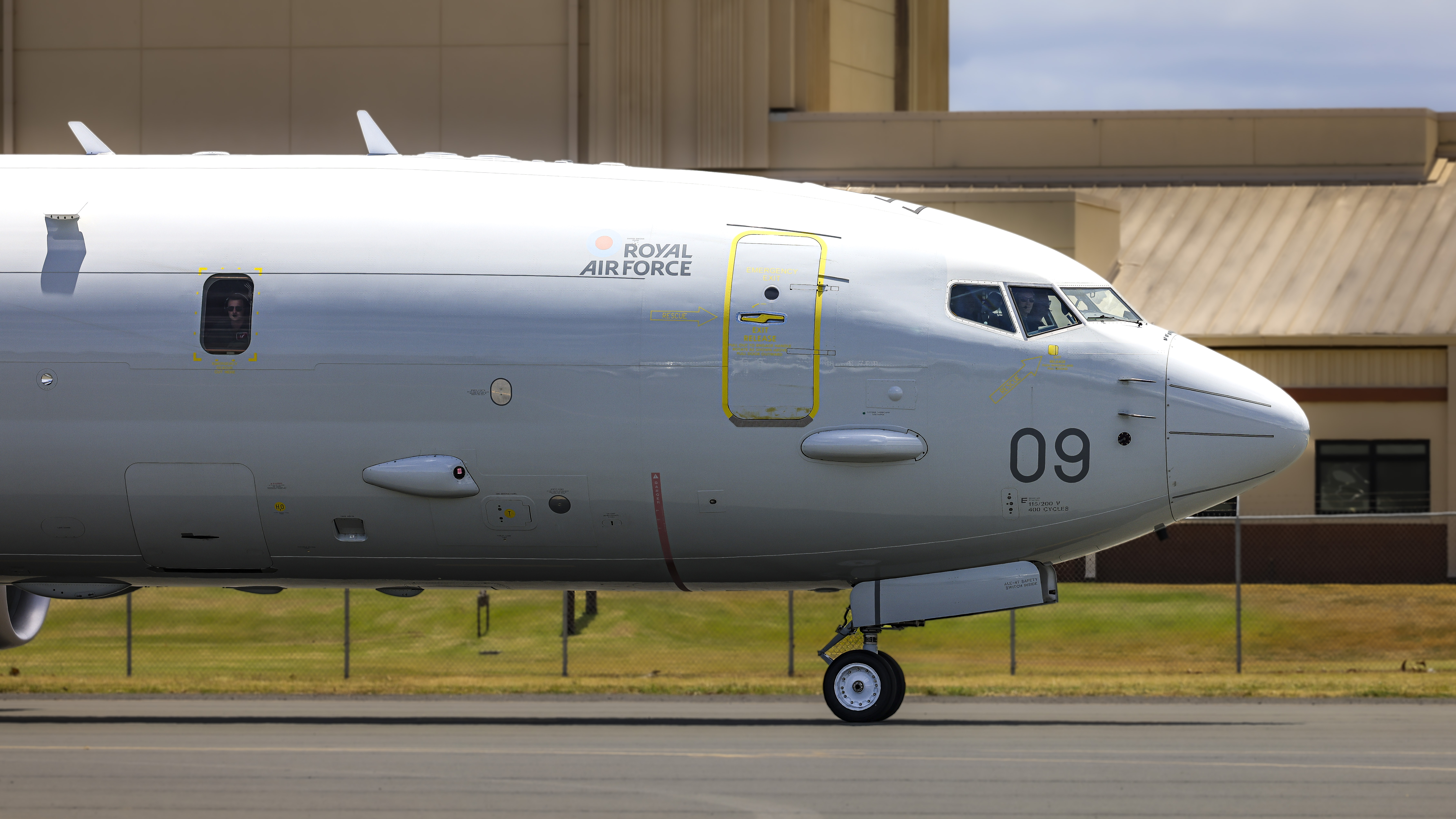 Poseidon from the side, showing the front half of the aircraft.