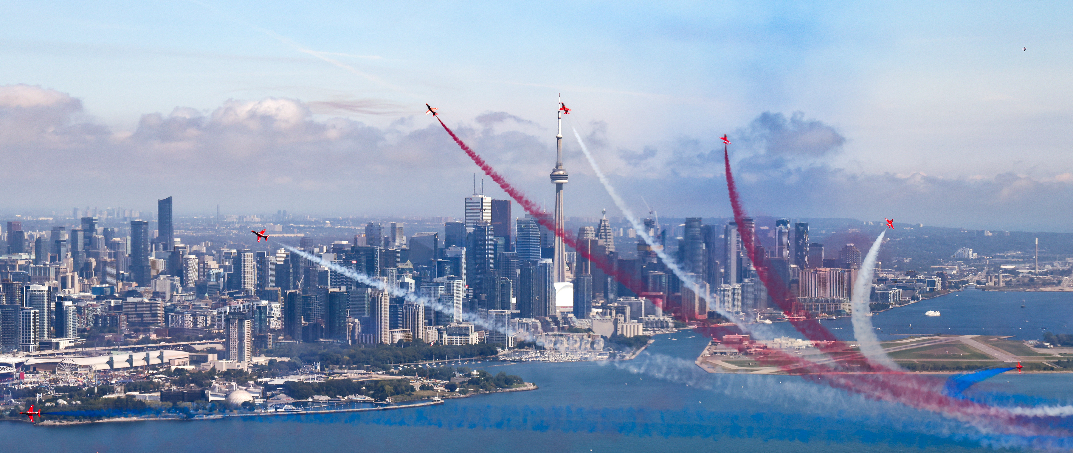 Displaying with Toronto as a backdrop.