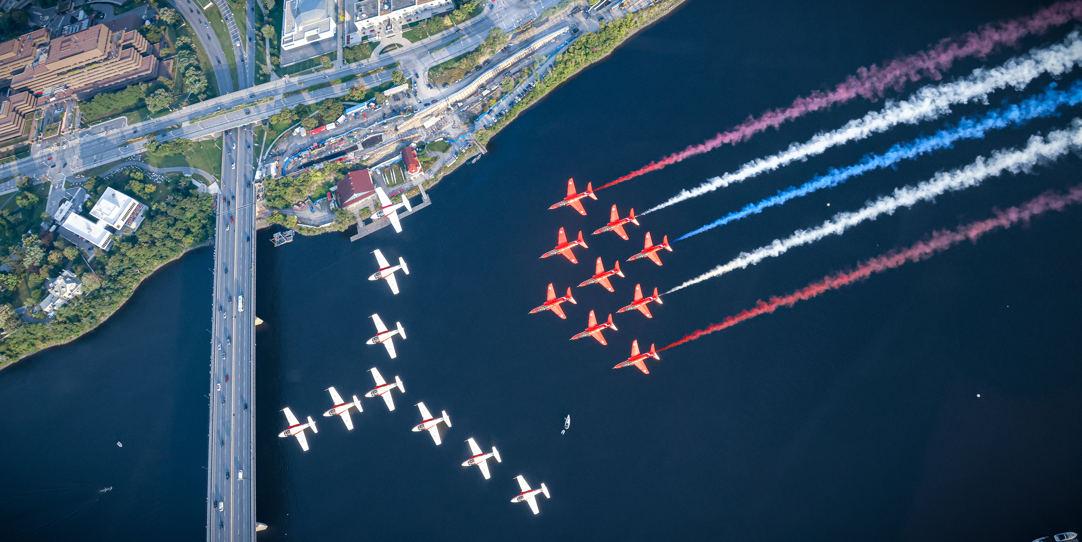 The Red Arrows the Canadian Forces' Snowbirds over Ottawa.