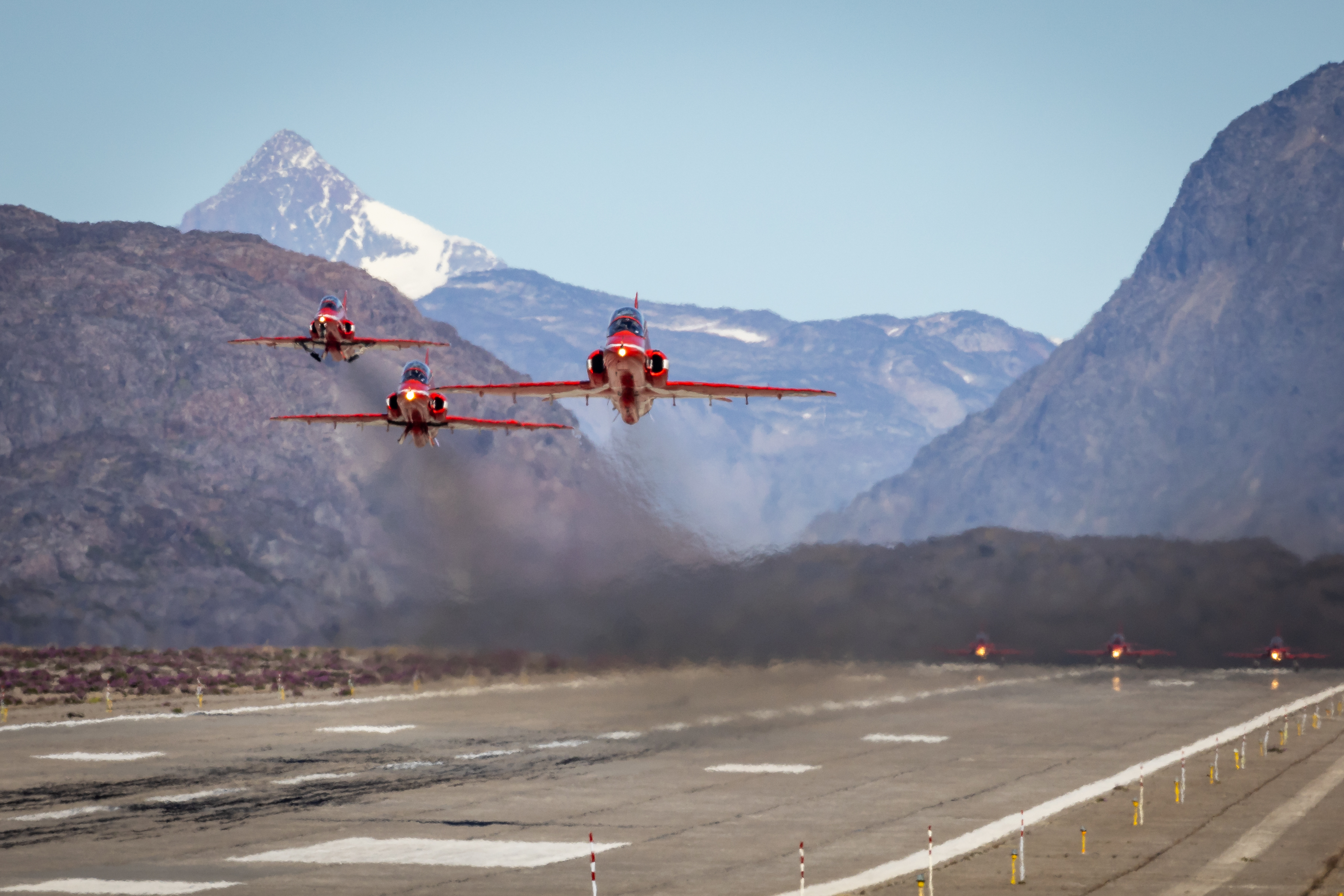 The Red Arrows taking off from Greenland.