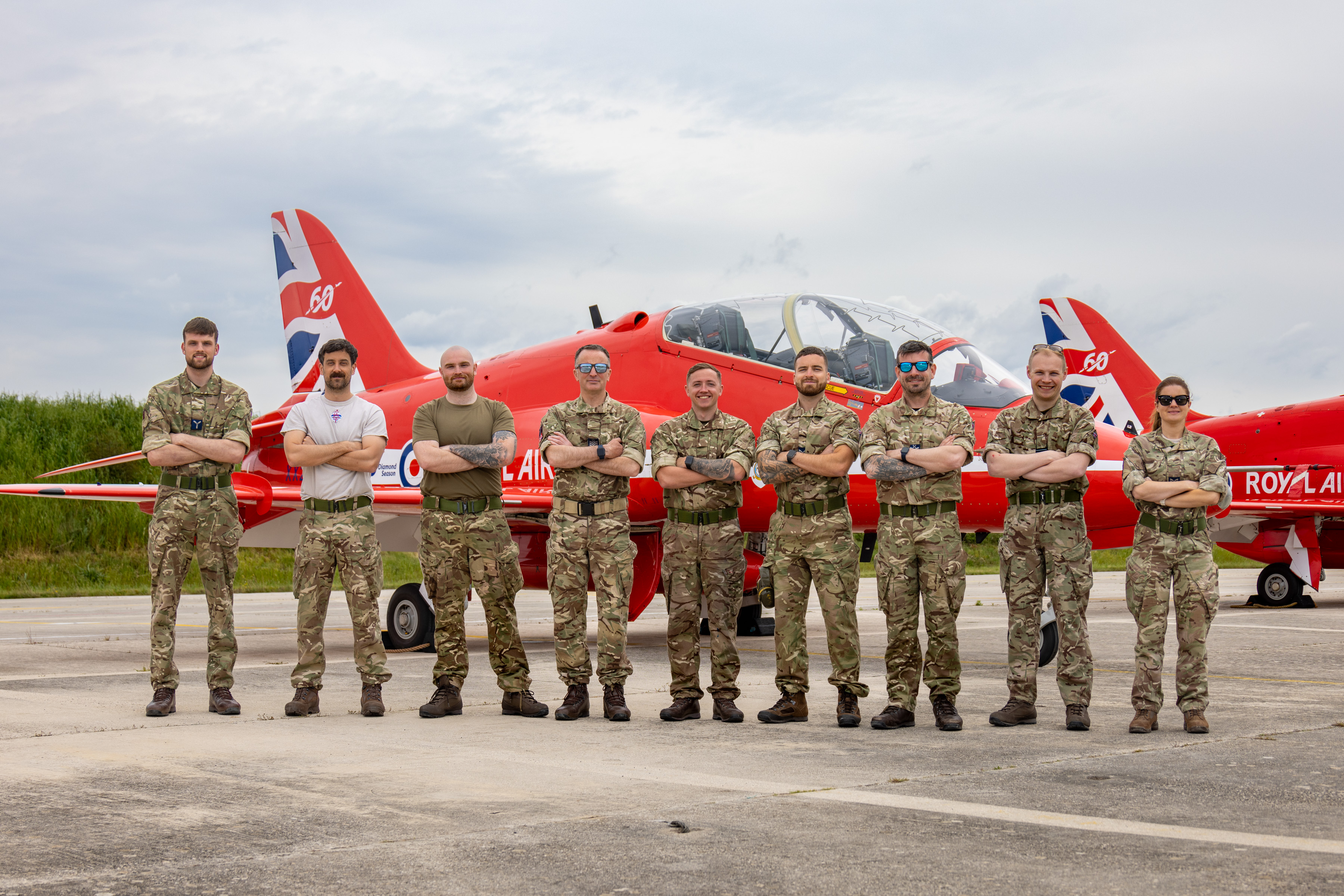 Members of the Red Arrows support team taking part in the charity challenge.