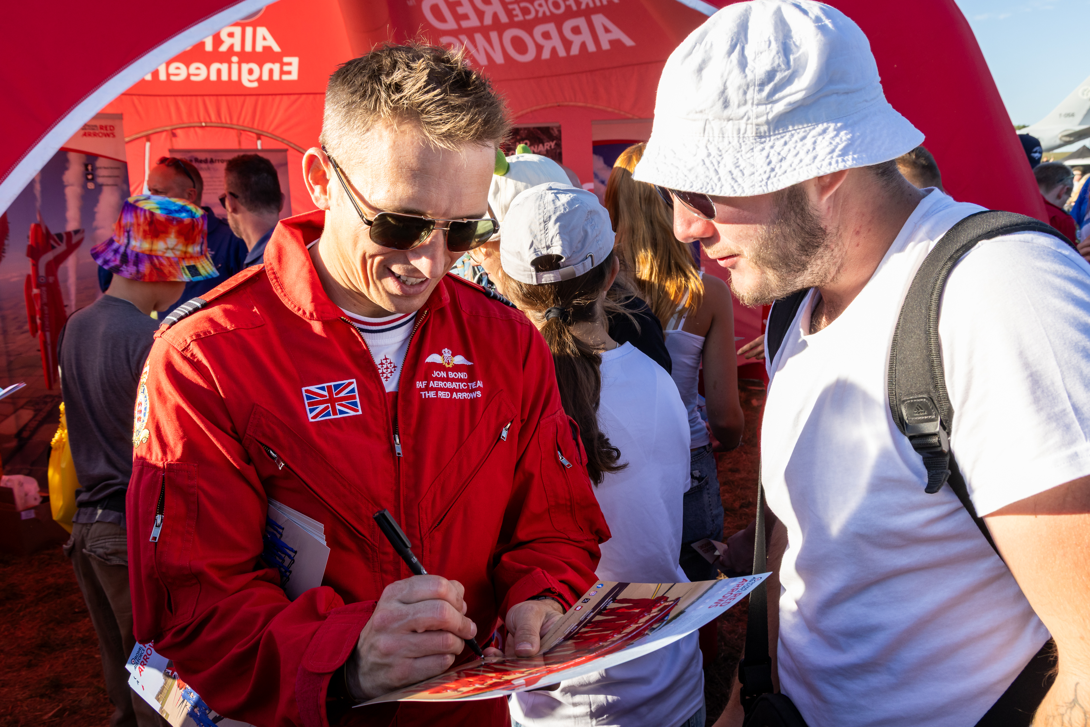 Red 1 meeting a fan at airshows.